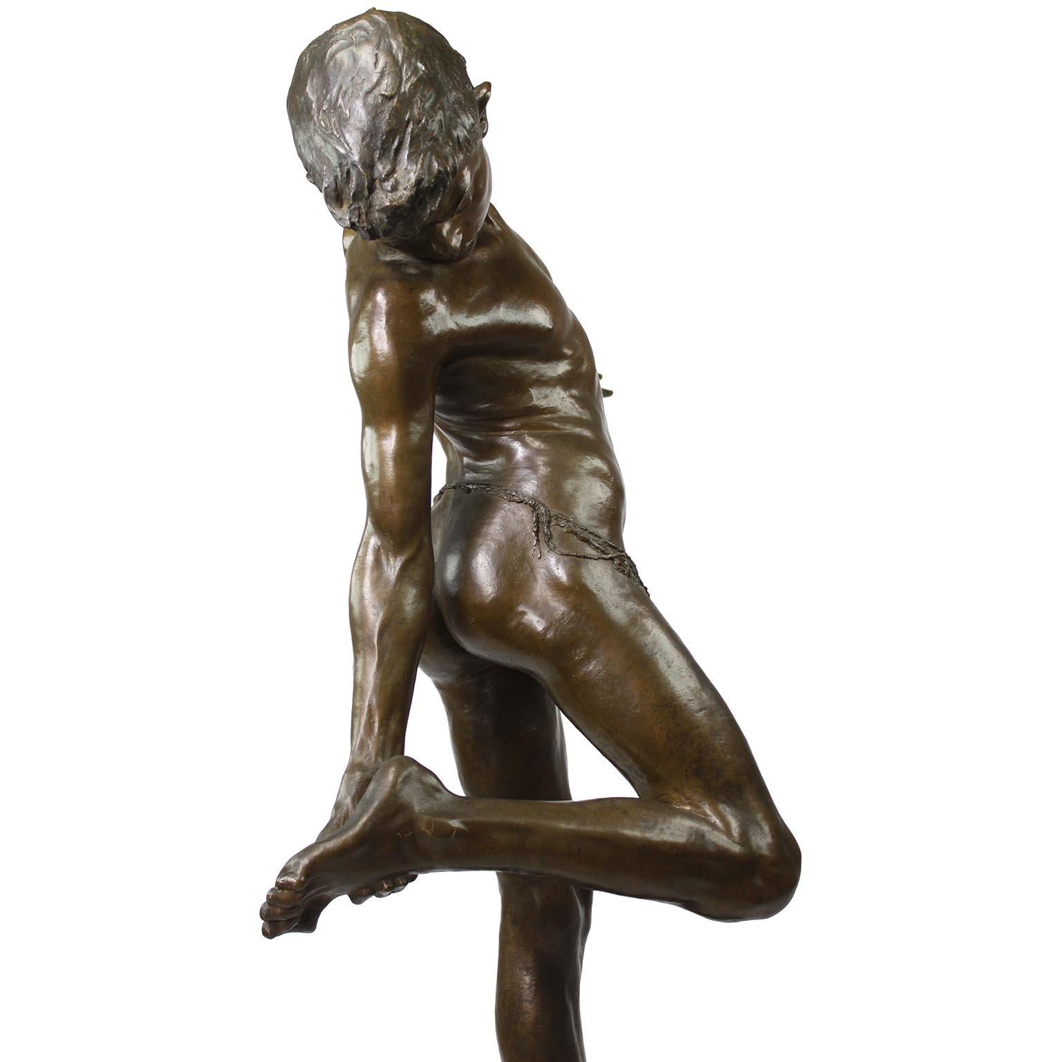 Bronze Figure of a Boy Stepped on Crab Titled 