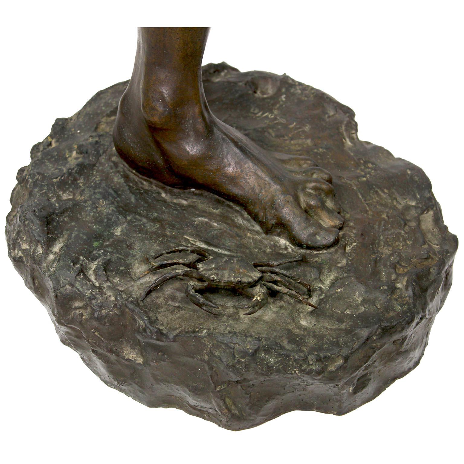 Bronze Figure of a Boy Stepped on Crab Titled 