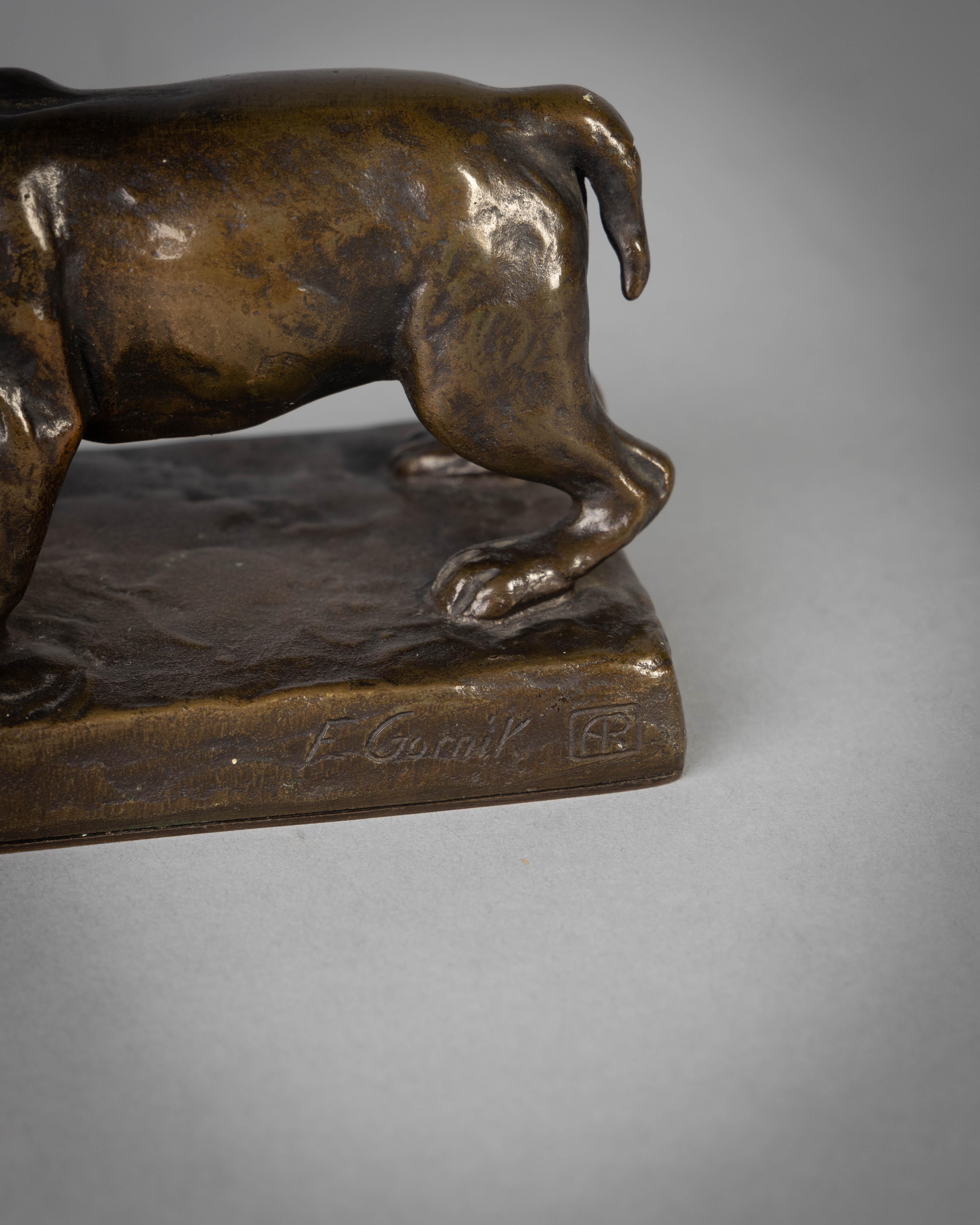 Bronze Figure of a Bulldog, by Friedrich Gornik In Good Condition For Sale In New York, NY