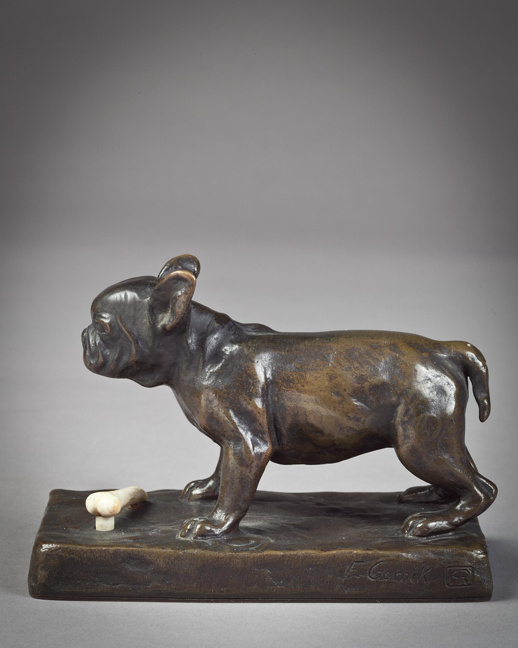 Early 20th Century Bronze Figure of a Bulldog, by Friedrich Gornik For Sale