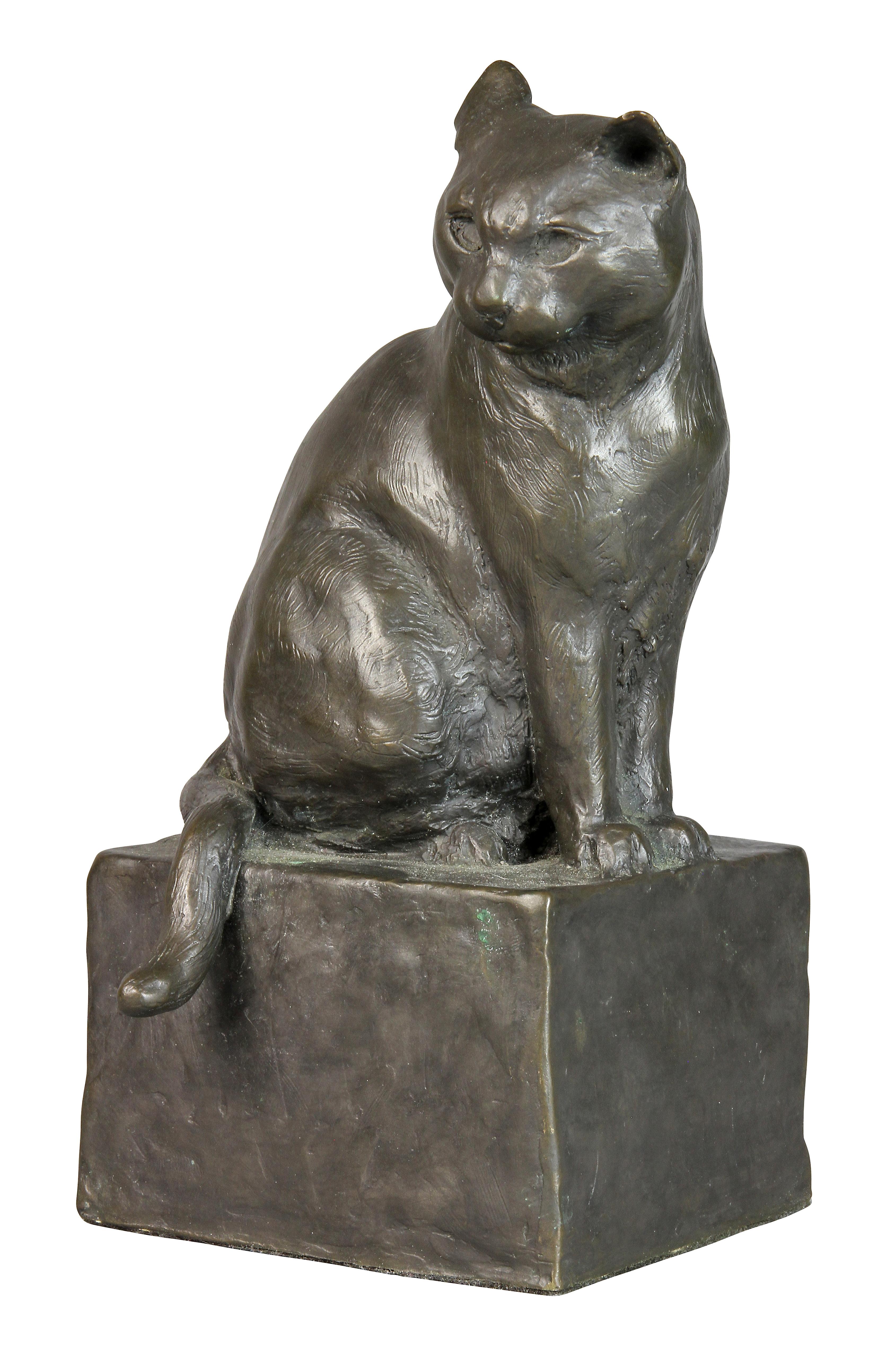 bronze cat sculpture