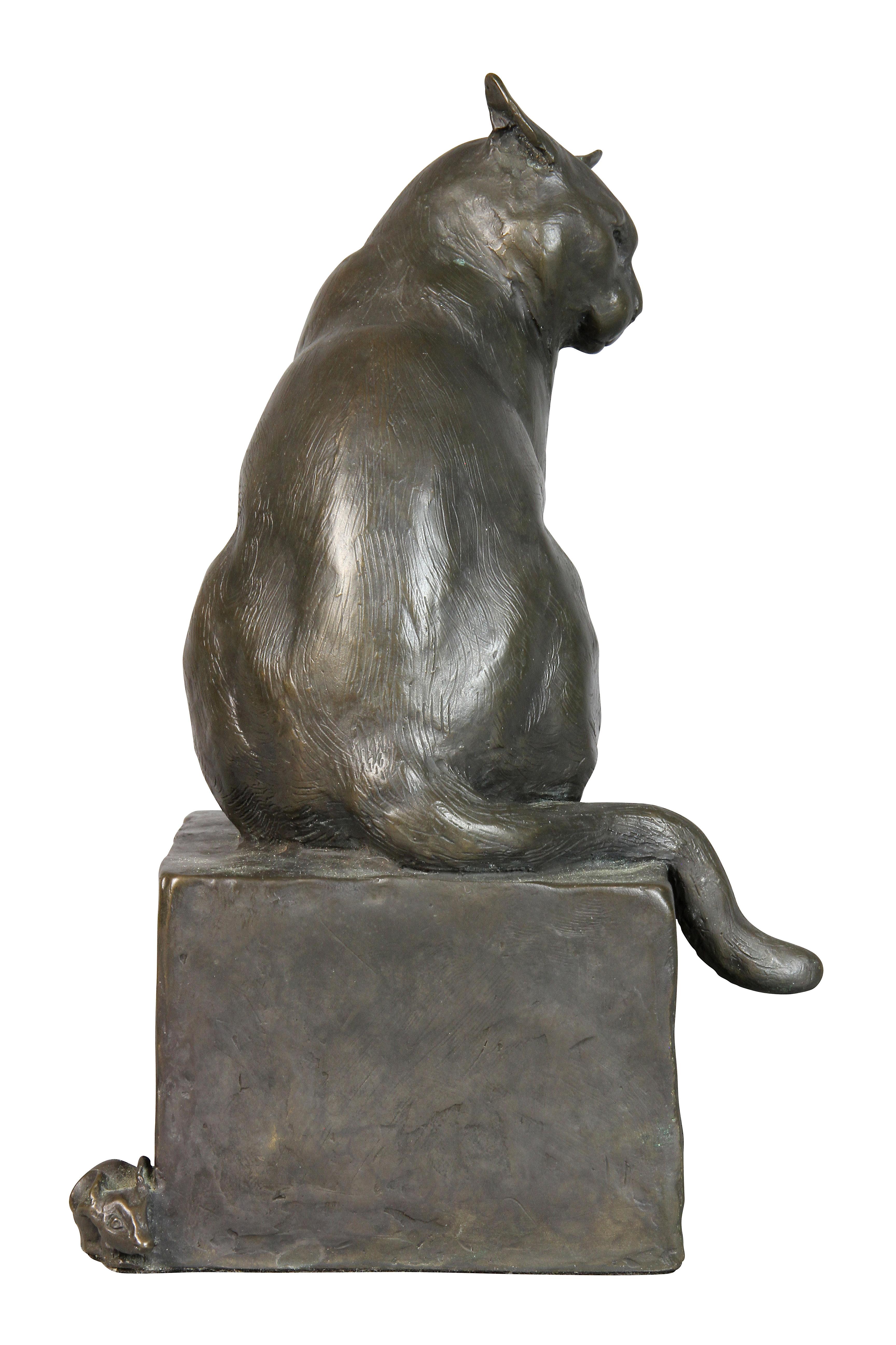 American Bronze Figure of a Cat by E.M. Leary Strazzula