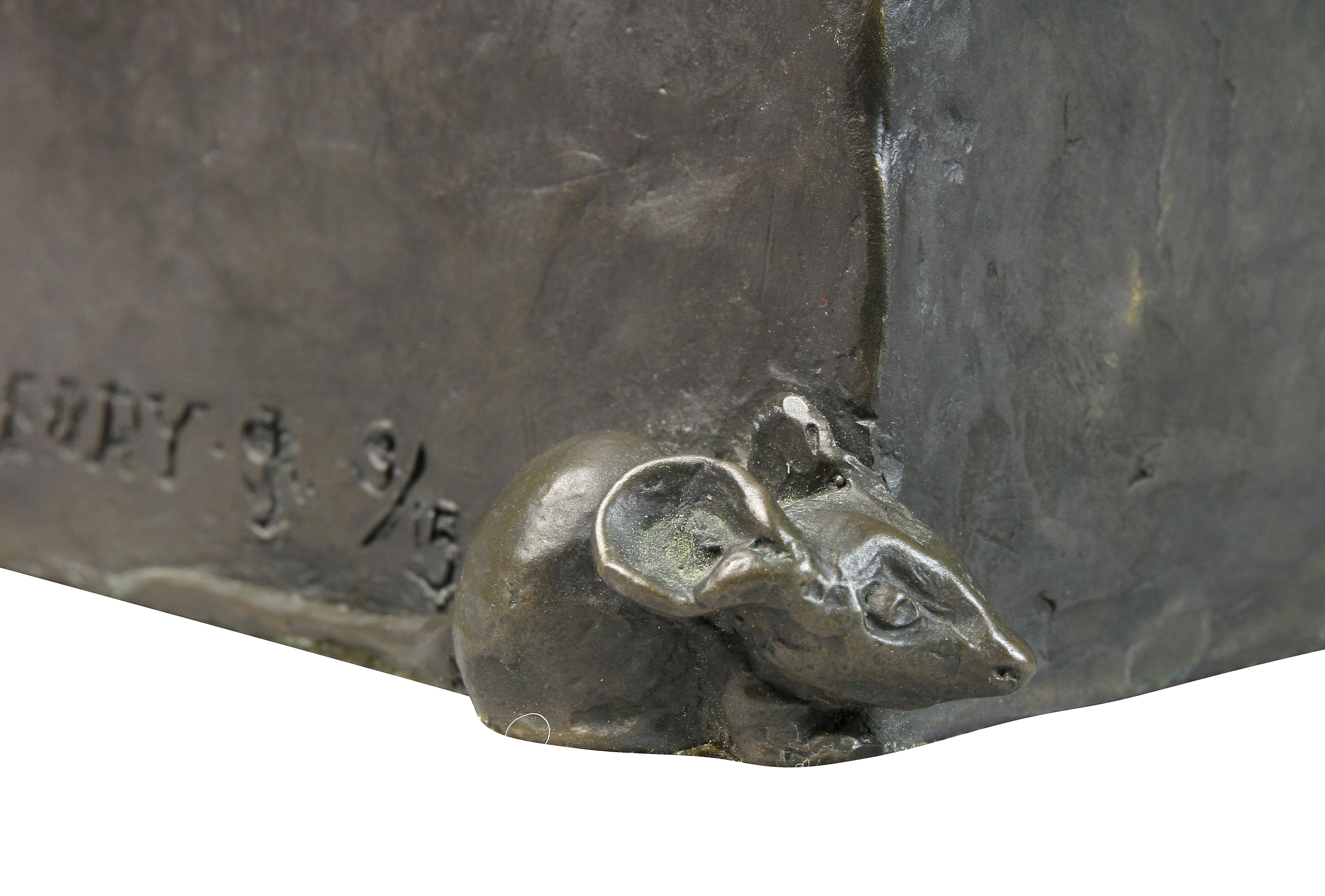 20th Century Bronze Figure of a Cat by E.M. Leary Strazzula