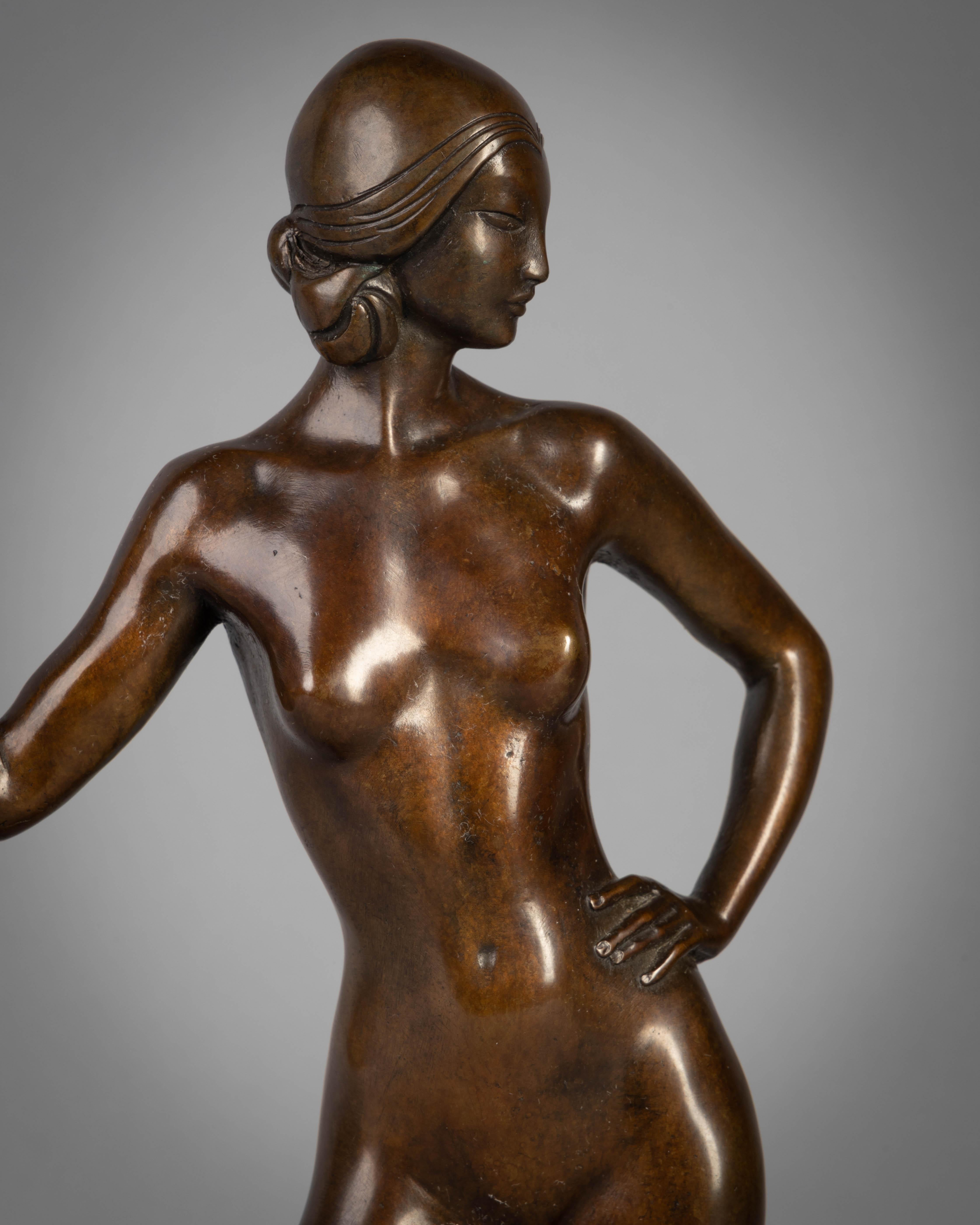 Figure en bronze d'un nu féminin:: 