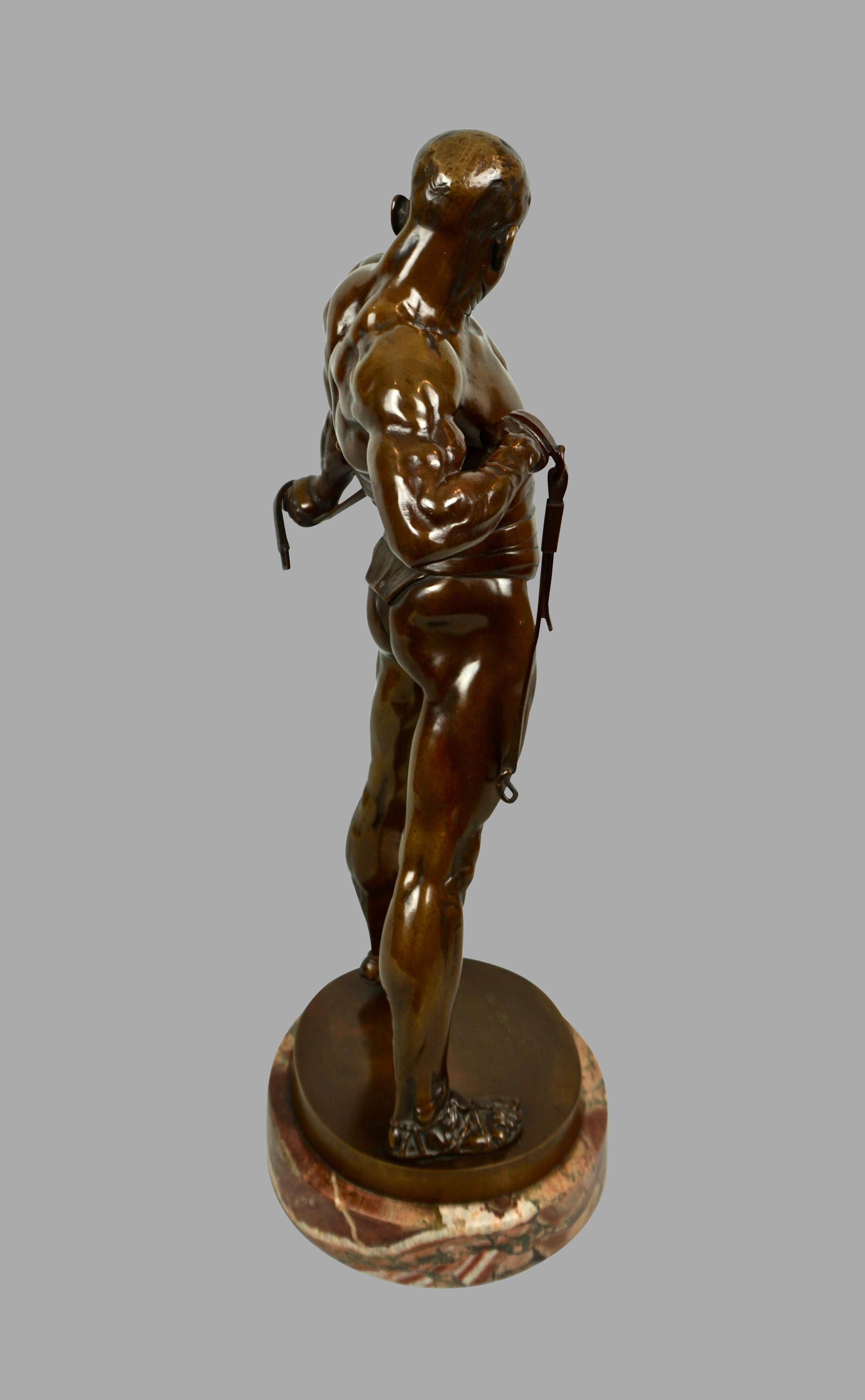 Bronze Figure of a Gladiator by Heinrich Karl Baucke 'German 1875-1915' 5