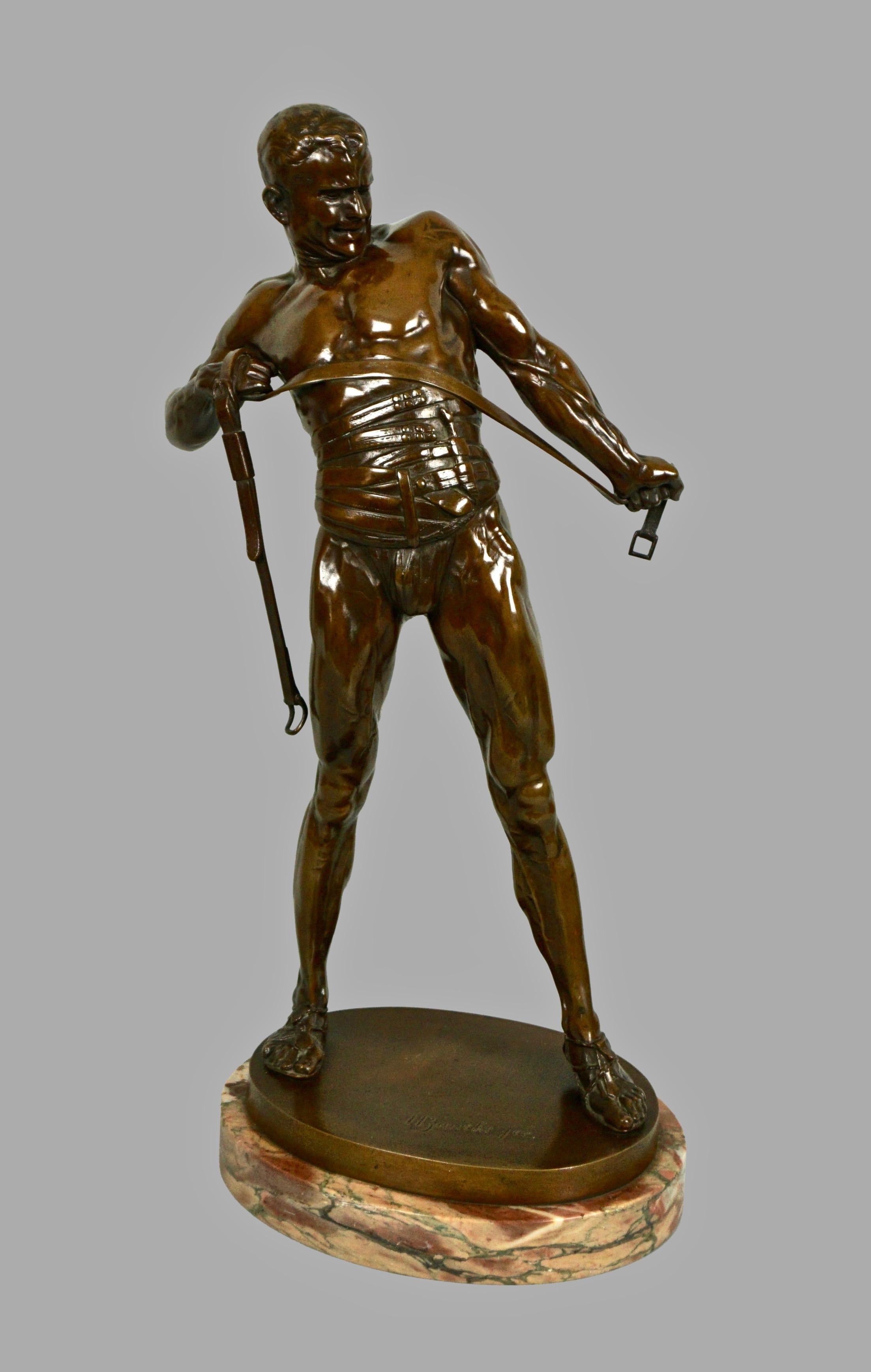 Classical Roman Bronze Figure of a Gladiator by Heinrich Karl Baucke 'German 1875-1915'