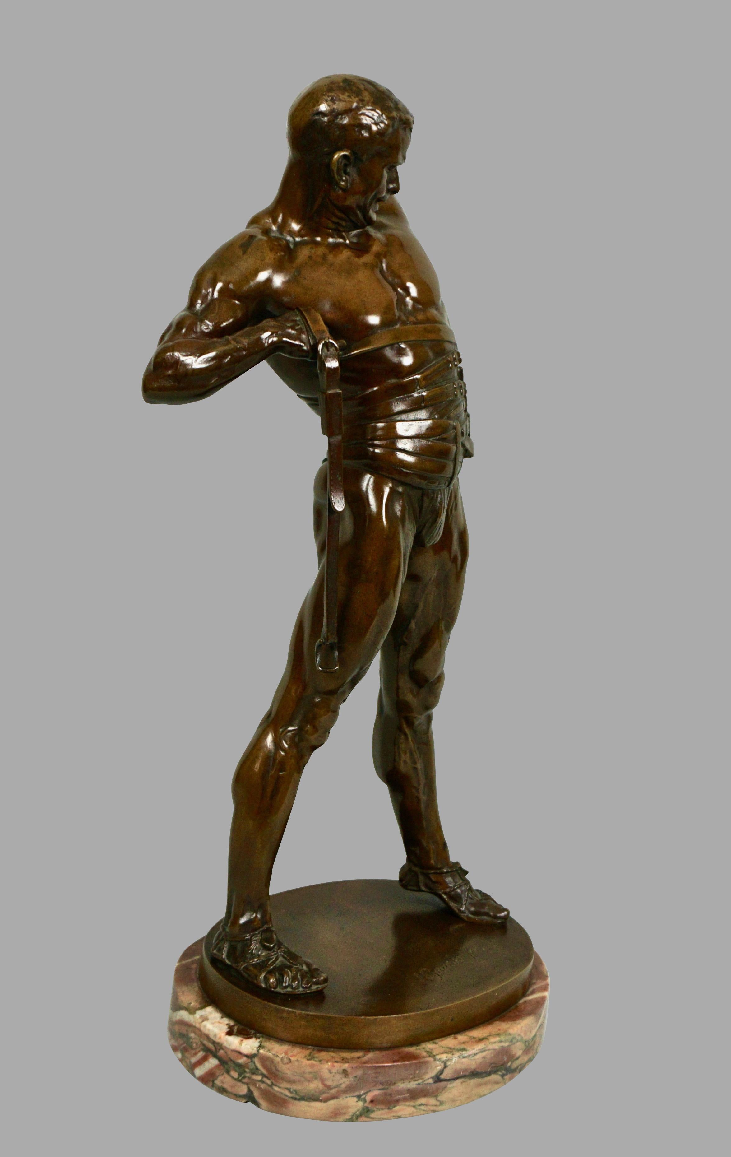 Bronze Figure of a Gladiator by Heinrich Karl Baucke 'German 1875-1915' In Good Condition In San Francisco, CA