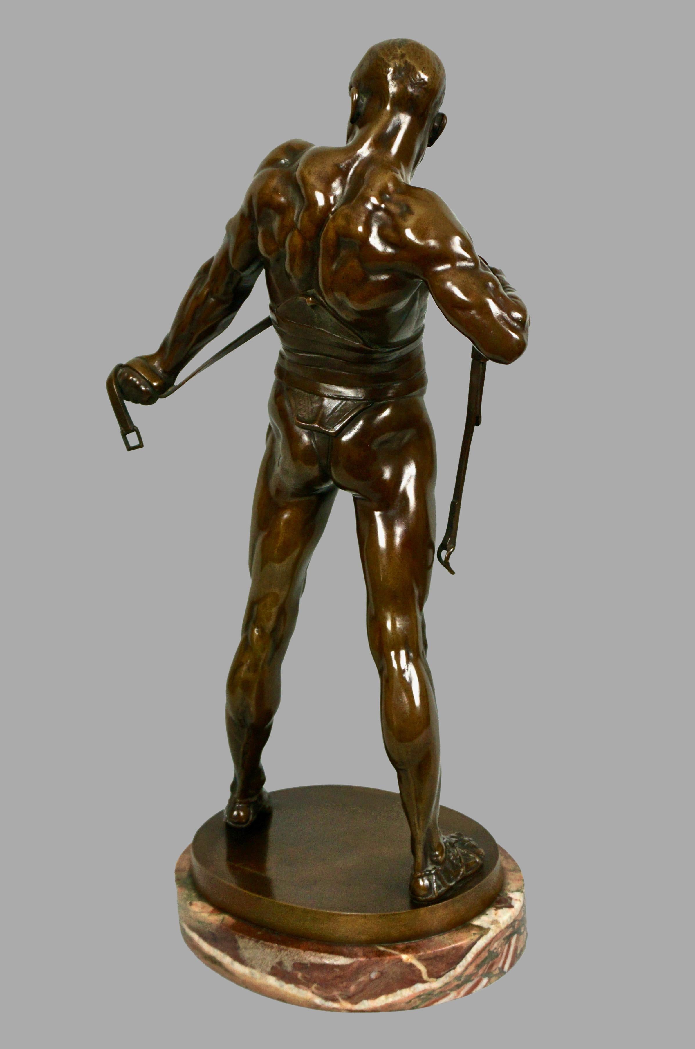 20th Century Bronze Figure of a Gladiator by Heinrich Karl Baucke 'German 1875-1915'