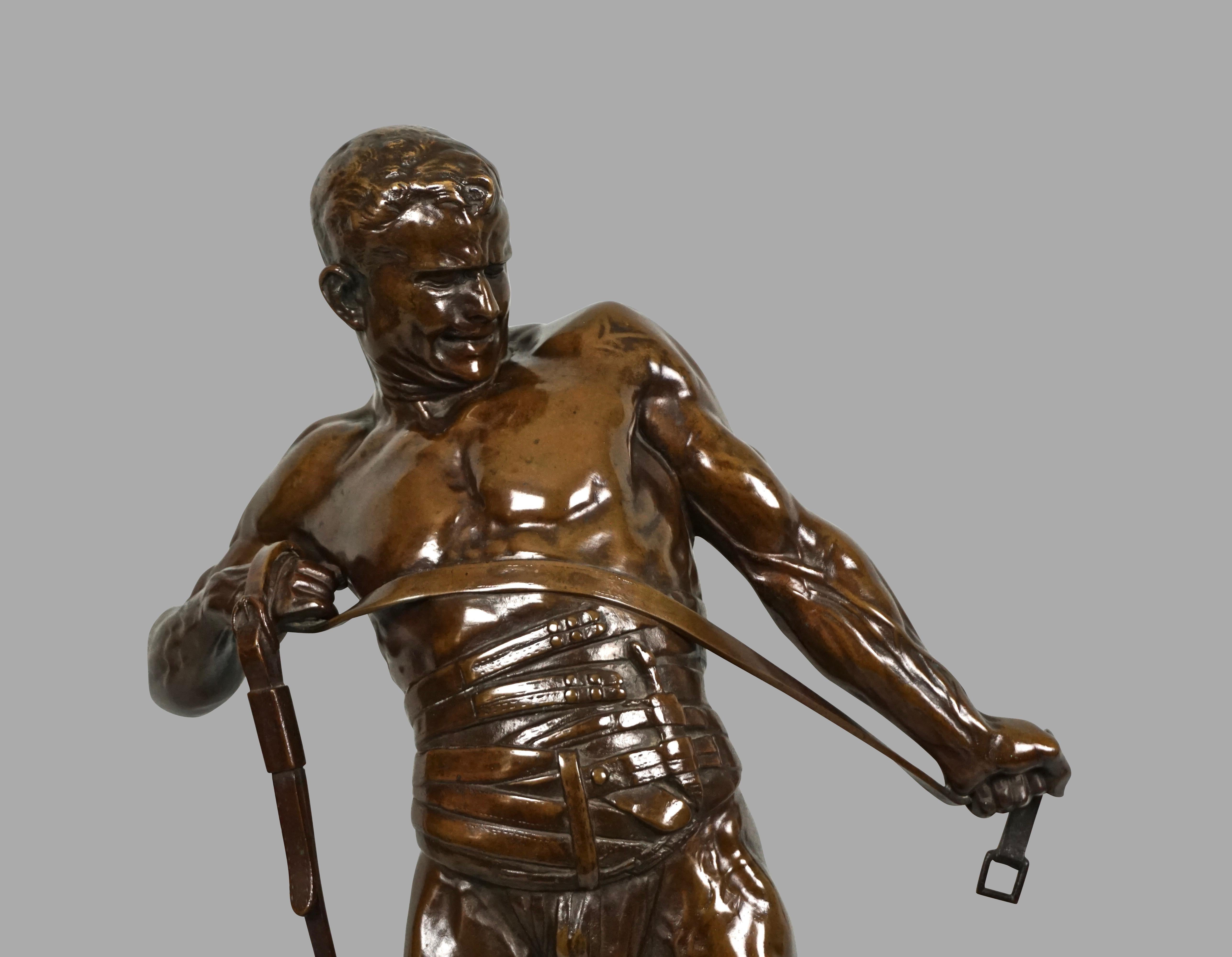 Bronze Figure of a Gladiator by Heinrich Karl Baucke 'German 1875-1915' 2