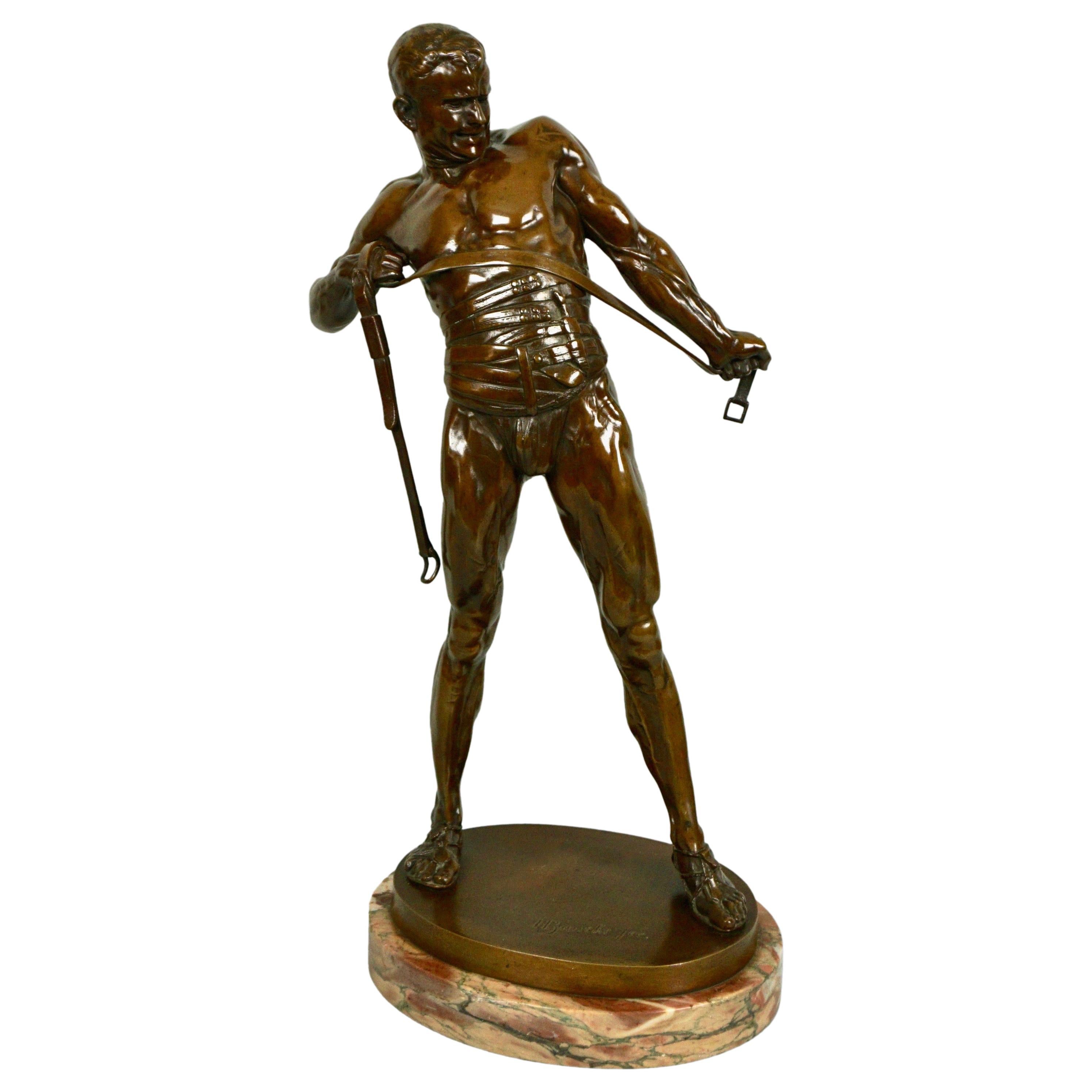 Bronzefigur eines Gladiators aus Bronze von Heinrich Karl Baucke, Deutschland 1875-1915