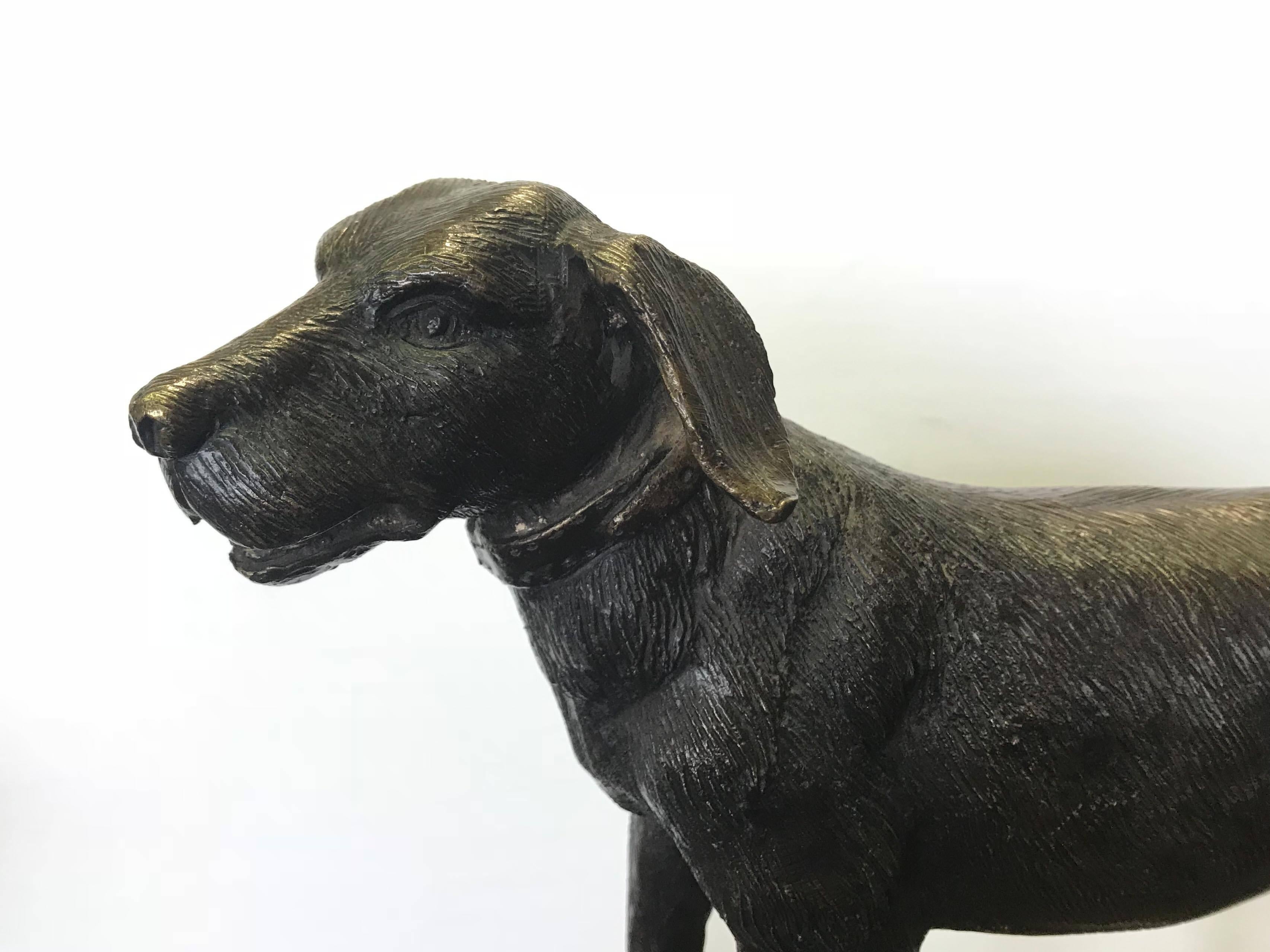 Bronze Figure of a Hound Dog In Good Condition For Sale In Vancouver, BC