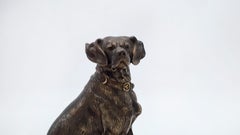 Bronze figure of a hunting dog signed E.DELABRIERRE