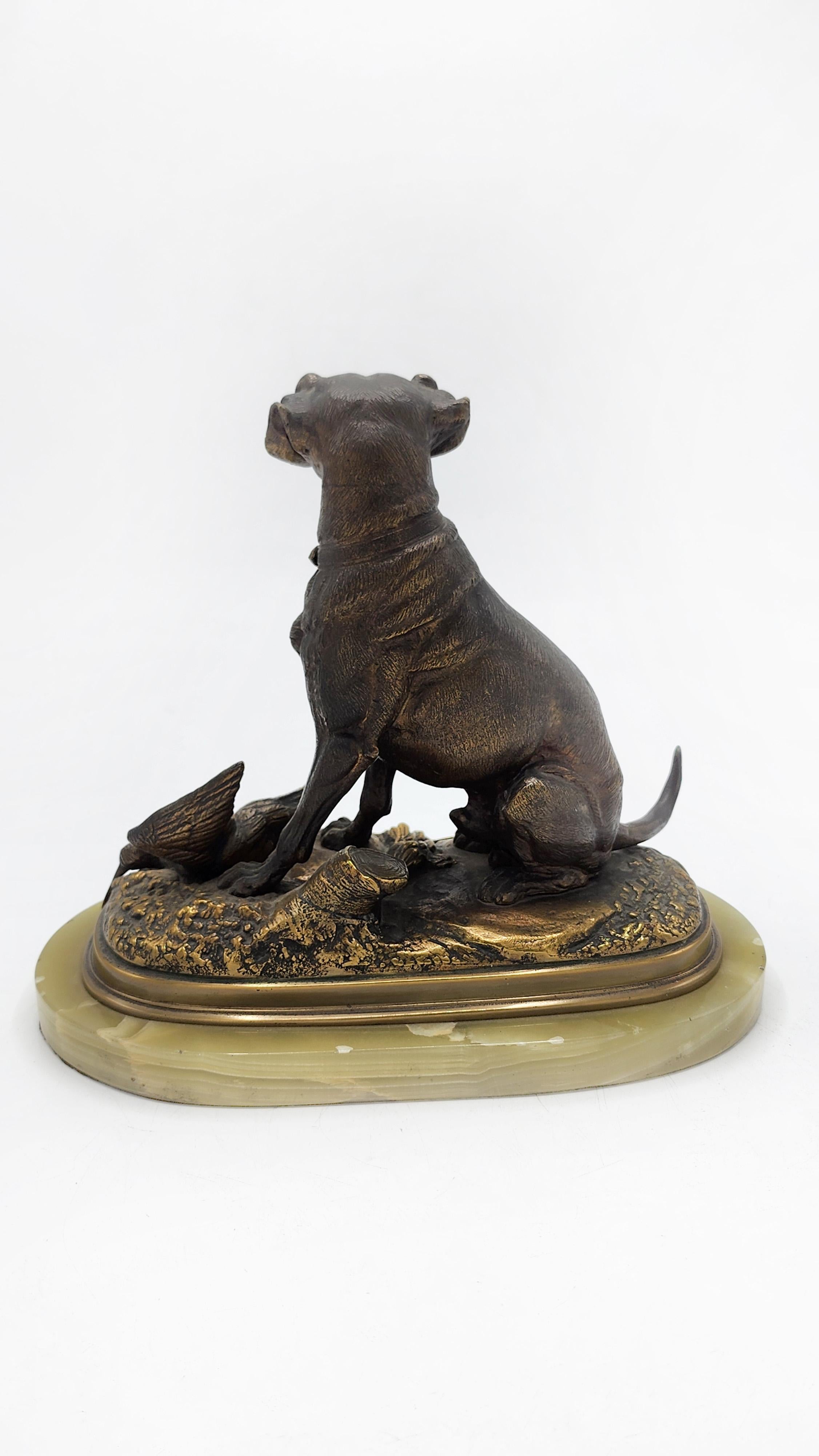 French Bronze figure of a hunting dog signed E.DELABRIERRE For Sale