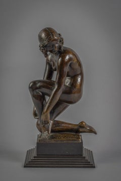 Bronze Figure of a Kneeling Female Nude, by Joseph Mario Korbel