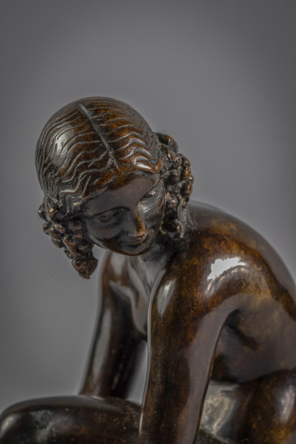 Bronze Figure of a Kneeling Female Nude, by Joseph Mario Korbel In Good Condition For Sale In New York, NY