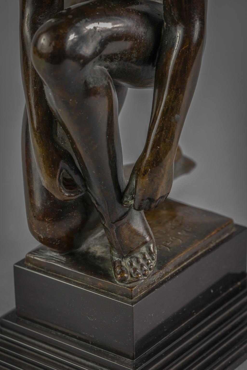 Early 20th Century Bronze Figure of a Kneeling Female Nude, by Joseph Mario Korbel For Sale