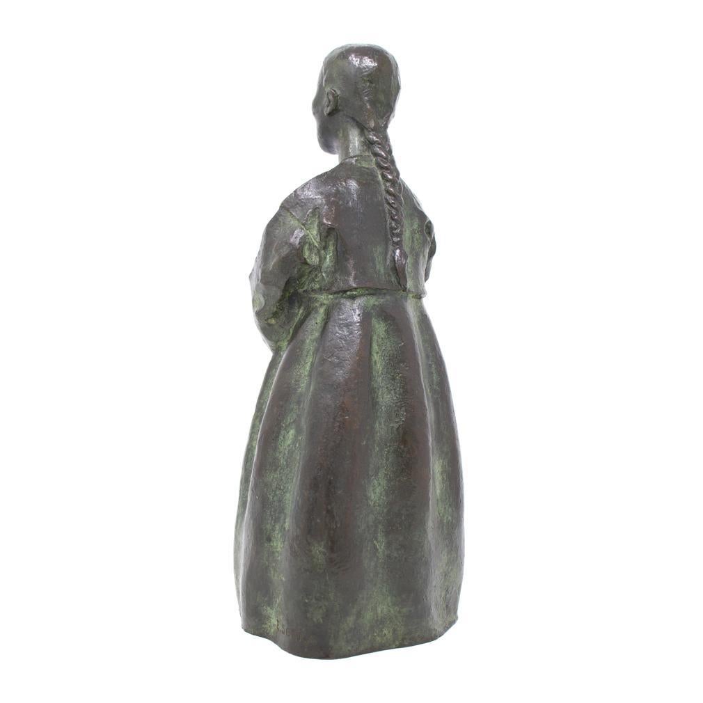 Spanish Bronze Figure of a Korean Girl by Eudald Serra i Güell, circa 1940. For Sale