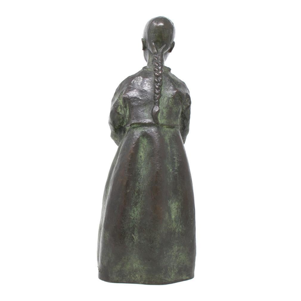 Cast Bronze Figure of a Korean Girl by Eudald Serra i Güell, circa 1940. For Sale