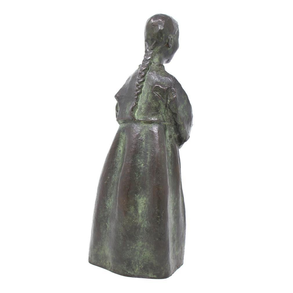 Bronze Figure of a Korean Girl by Eudald Serra i Güell, circa 1940. In Good Condition For Sale In Point Richmond, CA