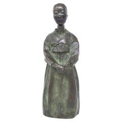 Vintage Bronze Figure of a Korean Girl by Eudald Serra i Güell, circa 1940.