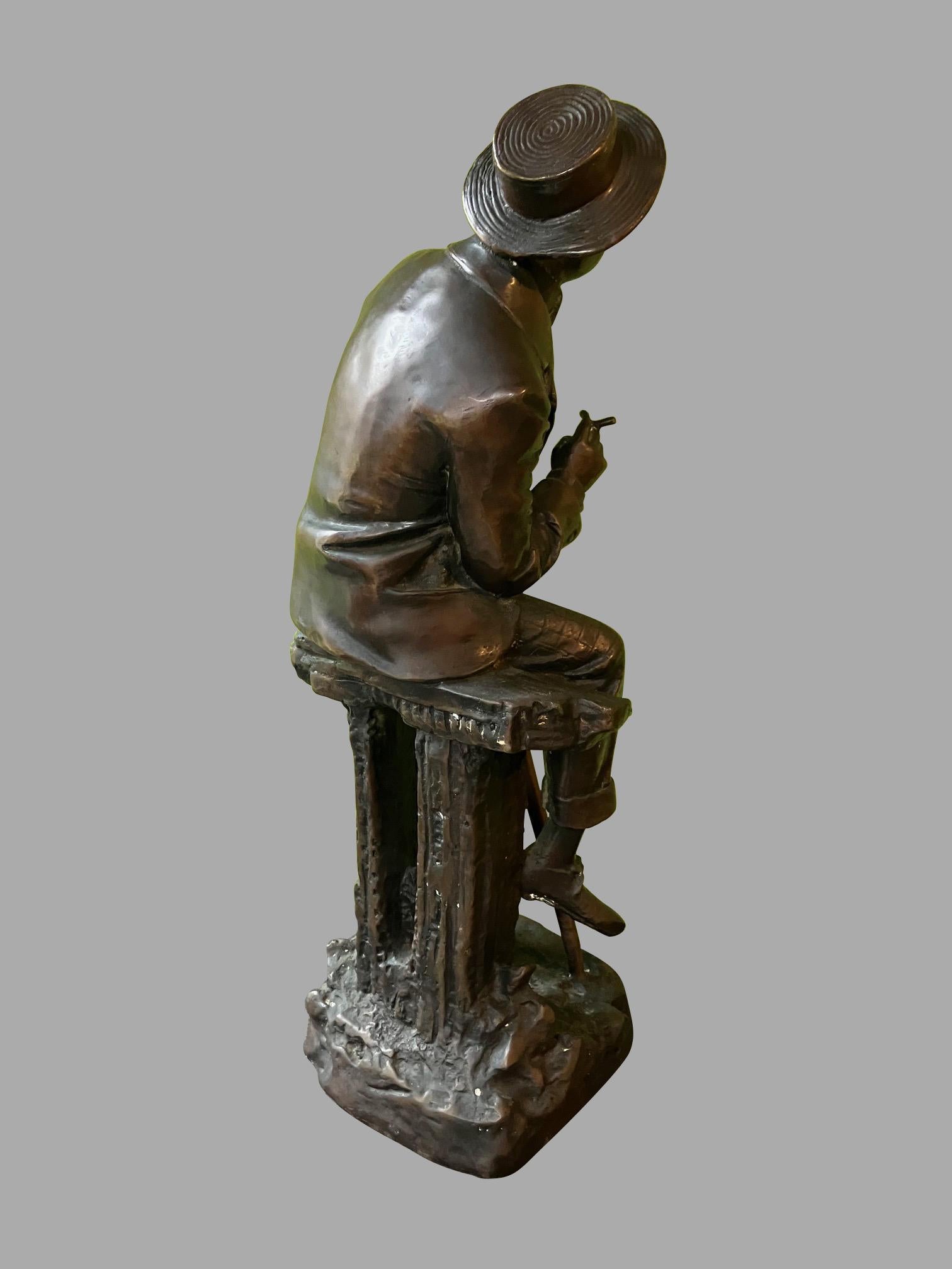 Americano Figura di uomo in bronzo in vendita