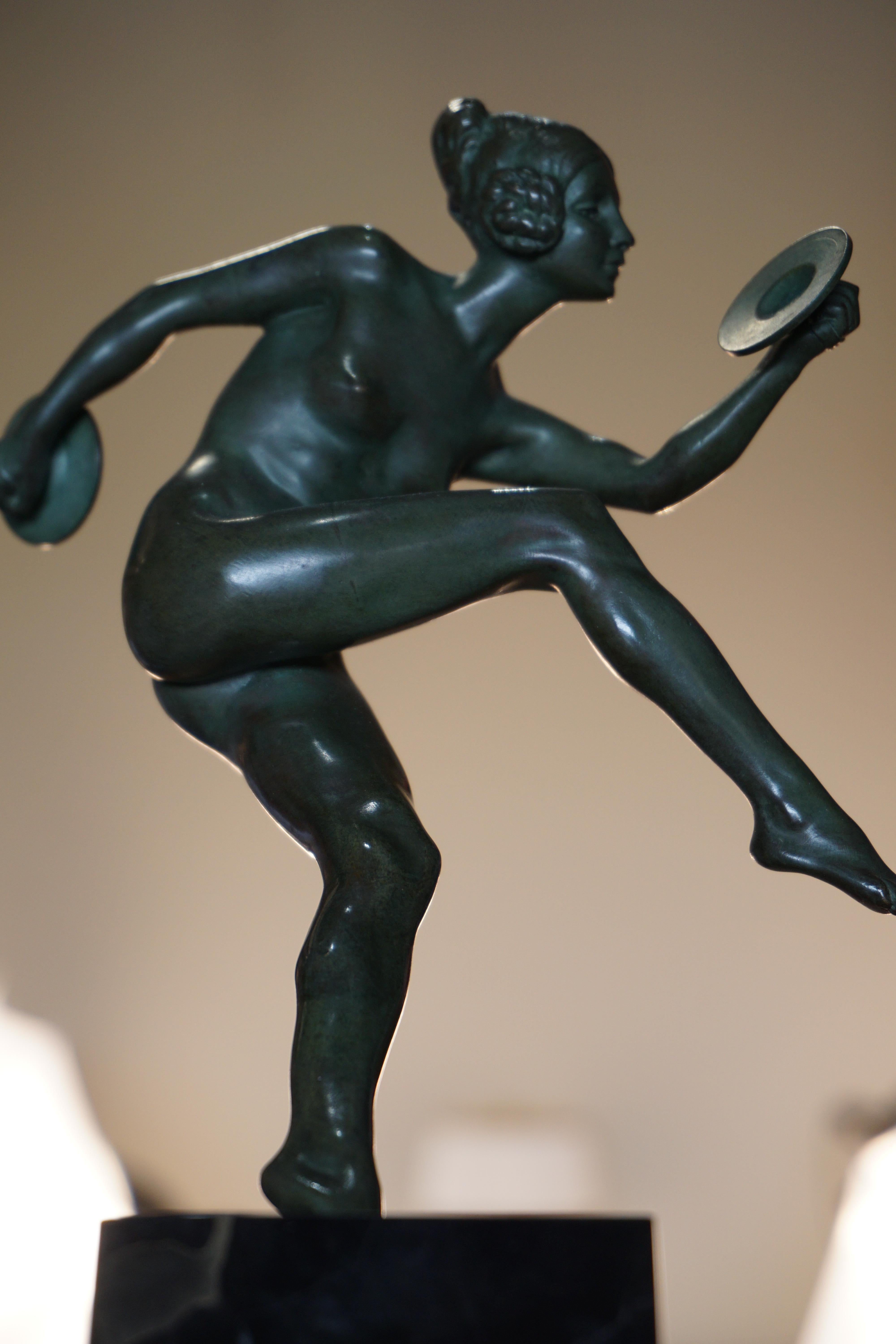 Bronze Figure of a Nude Dancer by Lucien Charles Edouard Alliot In Good Condition For Sale In Fairfax, VA