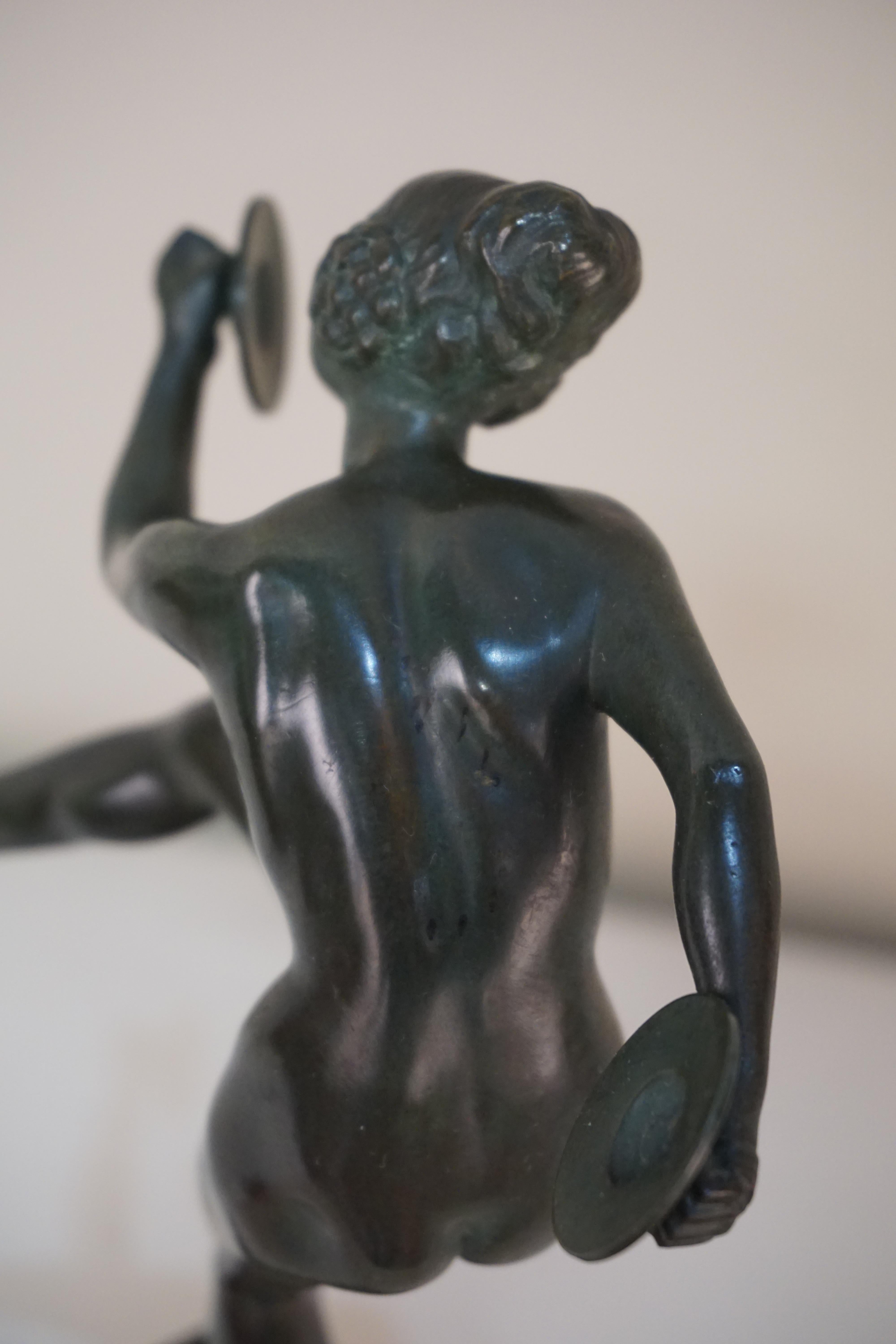 Early 20th Century Bronze Figure of a Nude Dancer by Lucien Charles Edouard Alliot For Sale