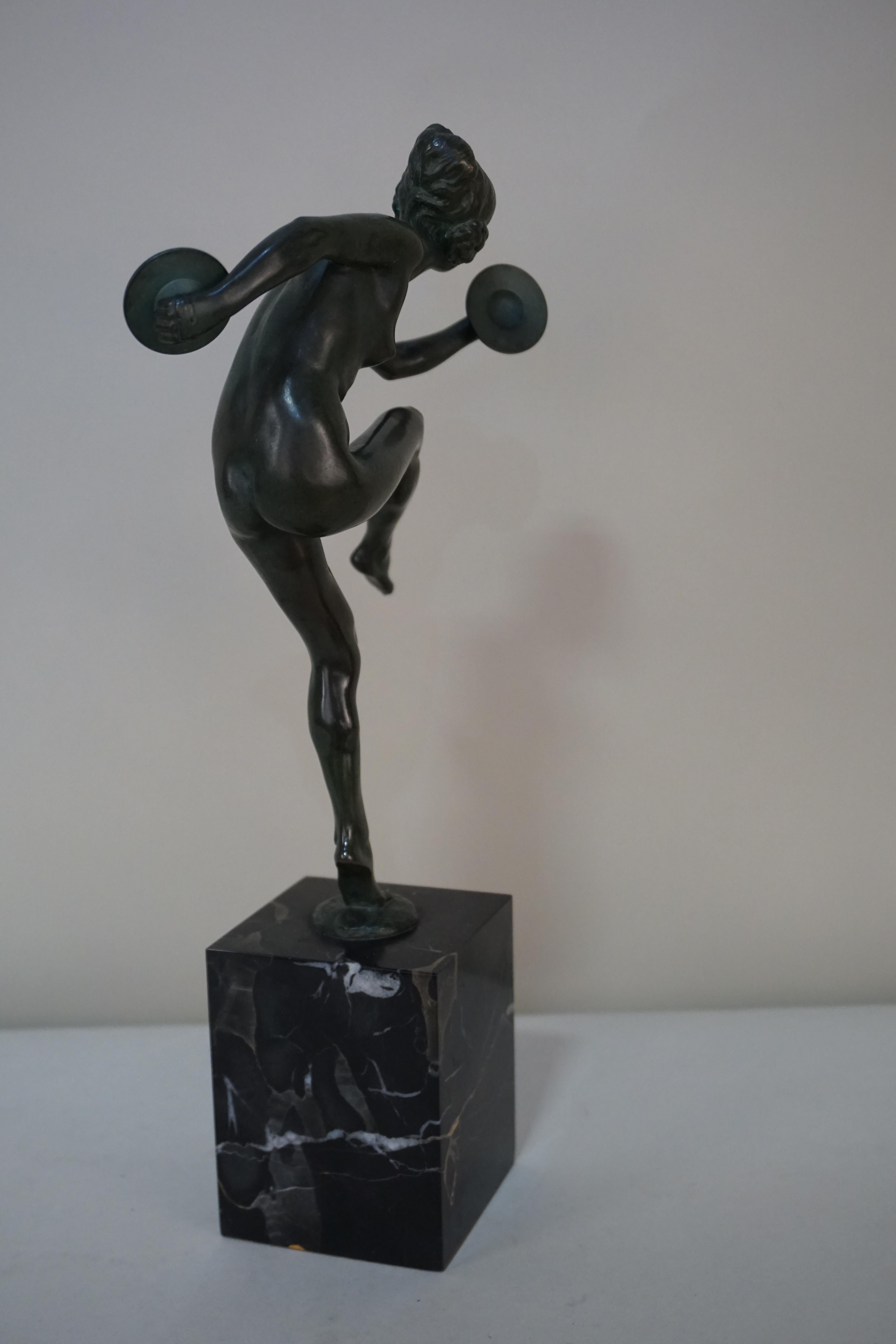 Bronze Figure of a Nude Dancer by Lucien Charles Edouard Alliot For Sale 1