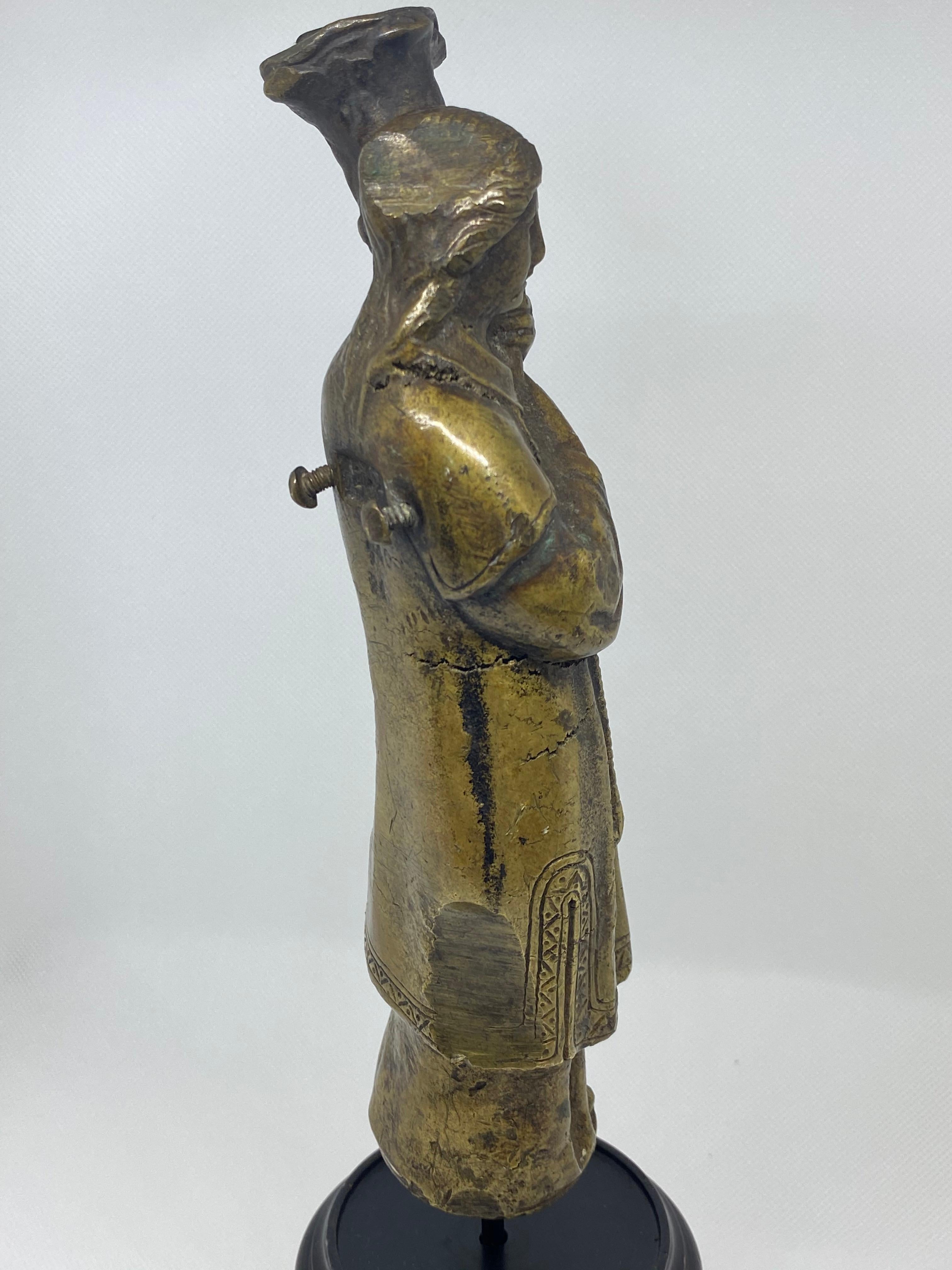 Bronze Figure of a Priest with Crozier, Italian, 18th Century In Fair Condition For Sale In Kensington, MD