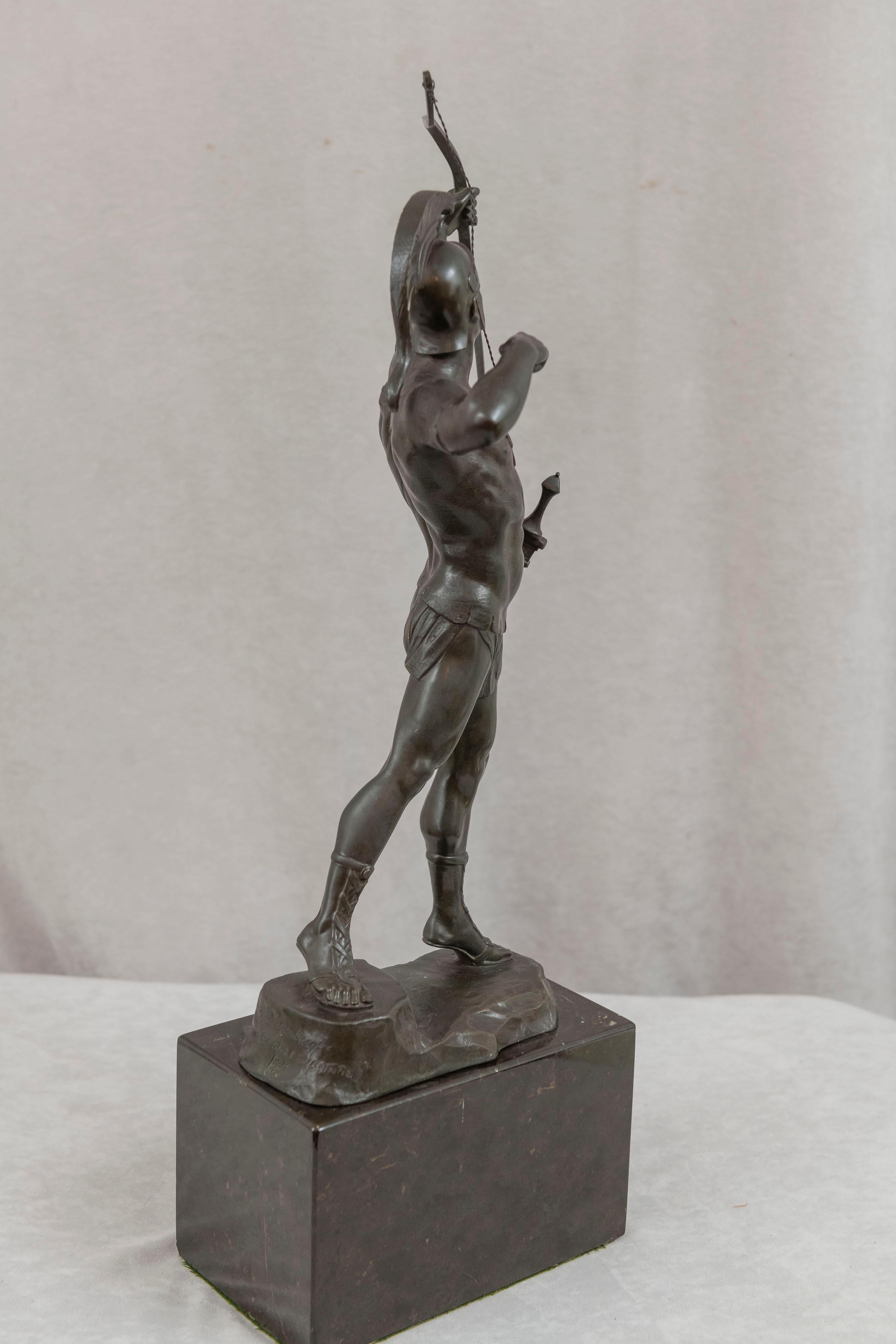 Figura de bronce de un arquero/guerrero romano, alemán, firmado Hamburger, ca. 1900 2