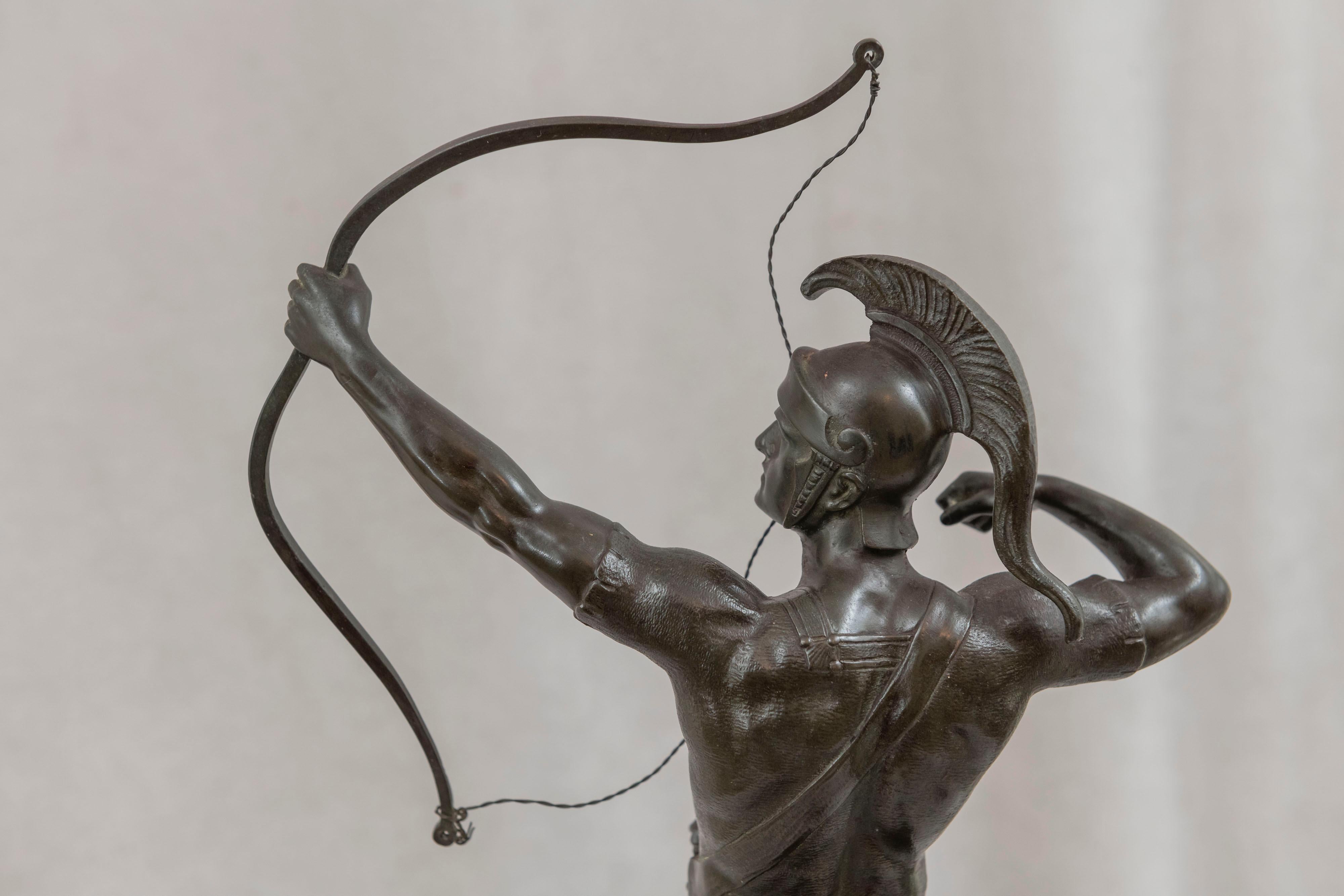 Figura de bronce de un arquero/guerrero romano, alemán, firmado Hamburger, ca. 1900 3