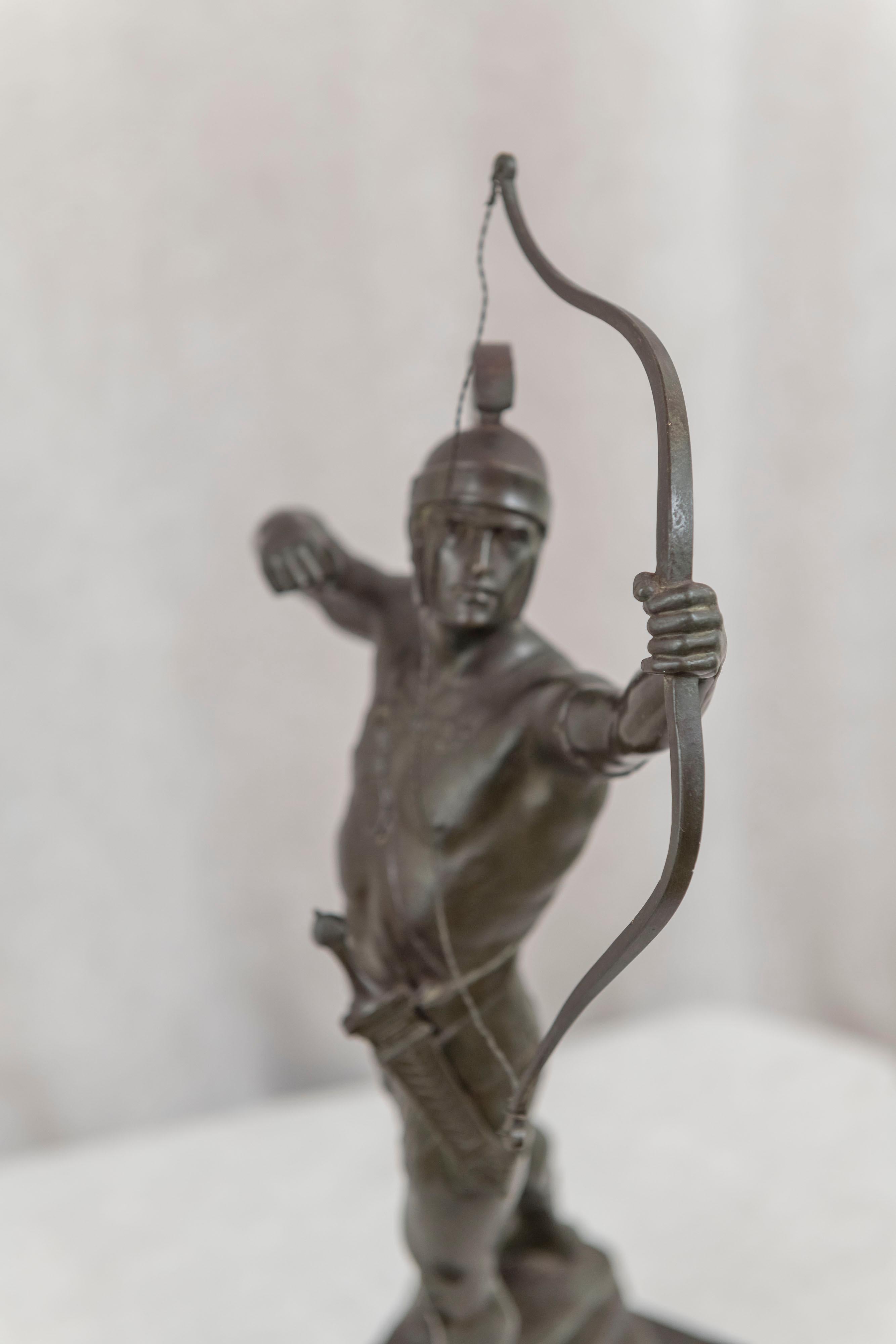 Figura de bronce de un arquero/guerrero romano, alemán, firmado Hamburger, ca. 1900 en Excelente Estado en Petaluma, CA
