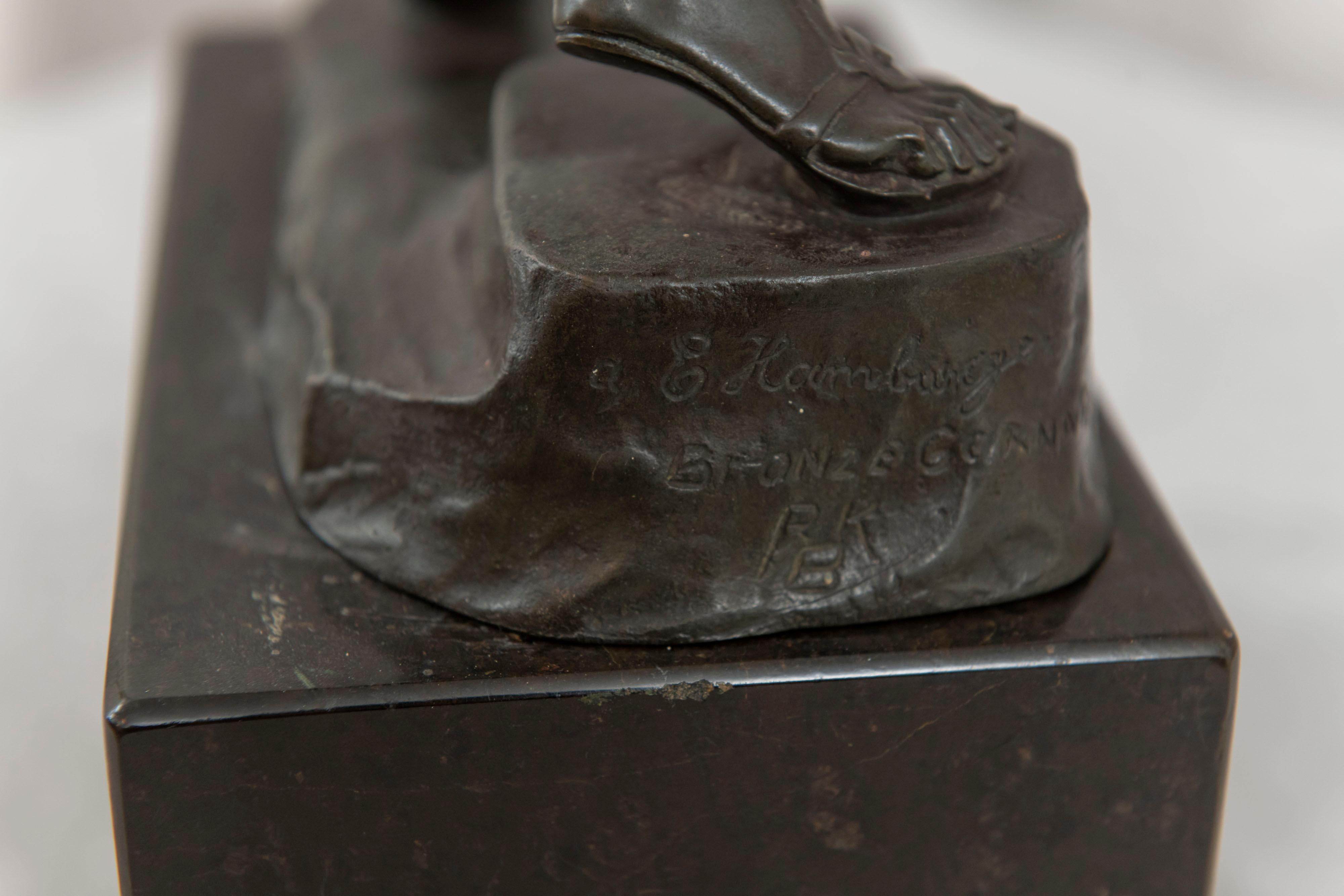 Figura de bronce de un arquero/guerrero romano, alemán, firmado Hamburger, ca. 1900 principios del siglo XX