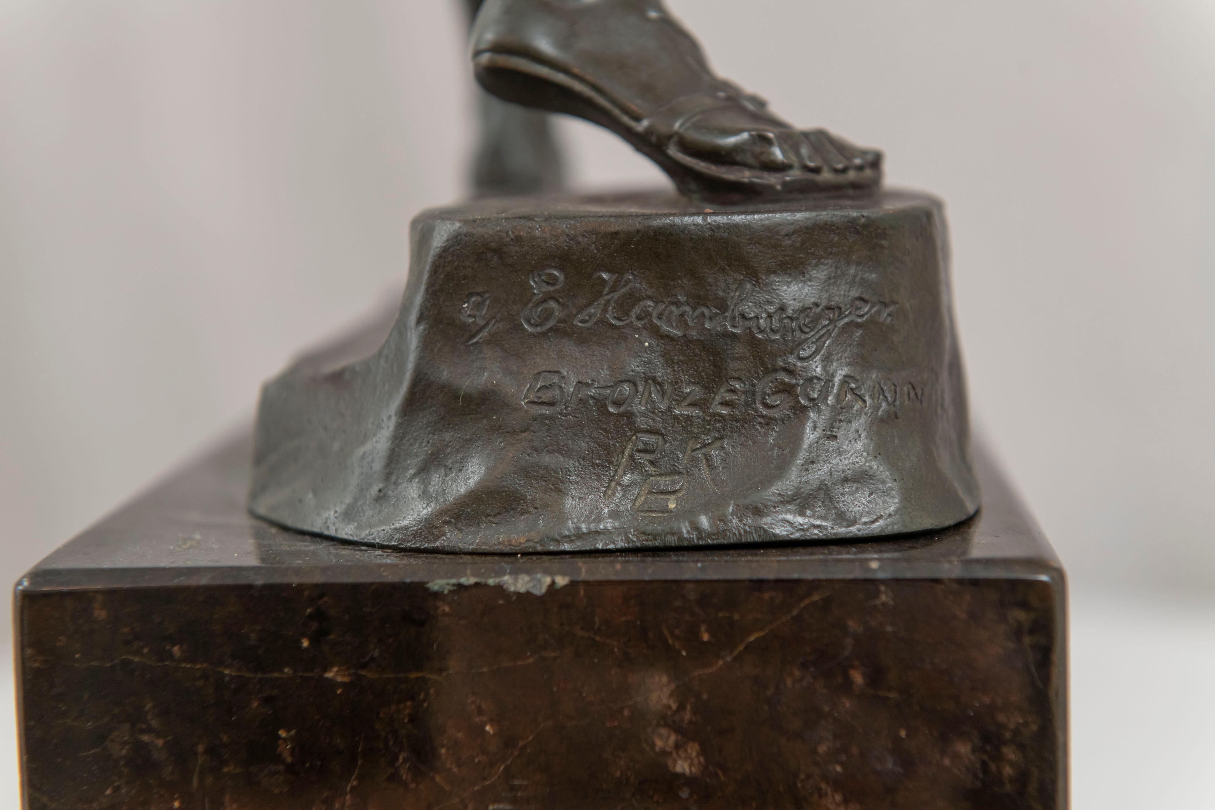 Figura de bronce de un arquero/guerrero romano, alemán, firmado Hamburger, ca. 1900 Bronce