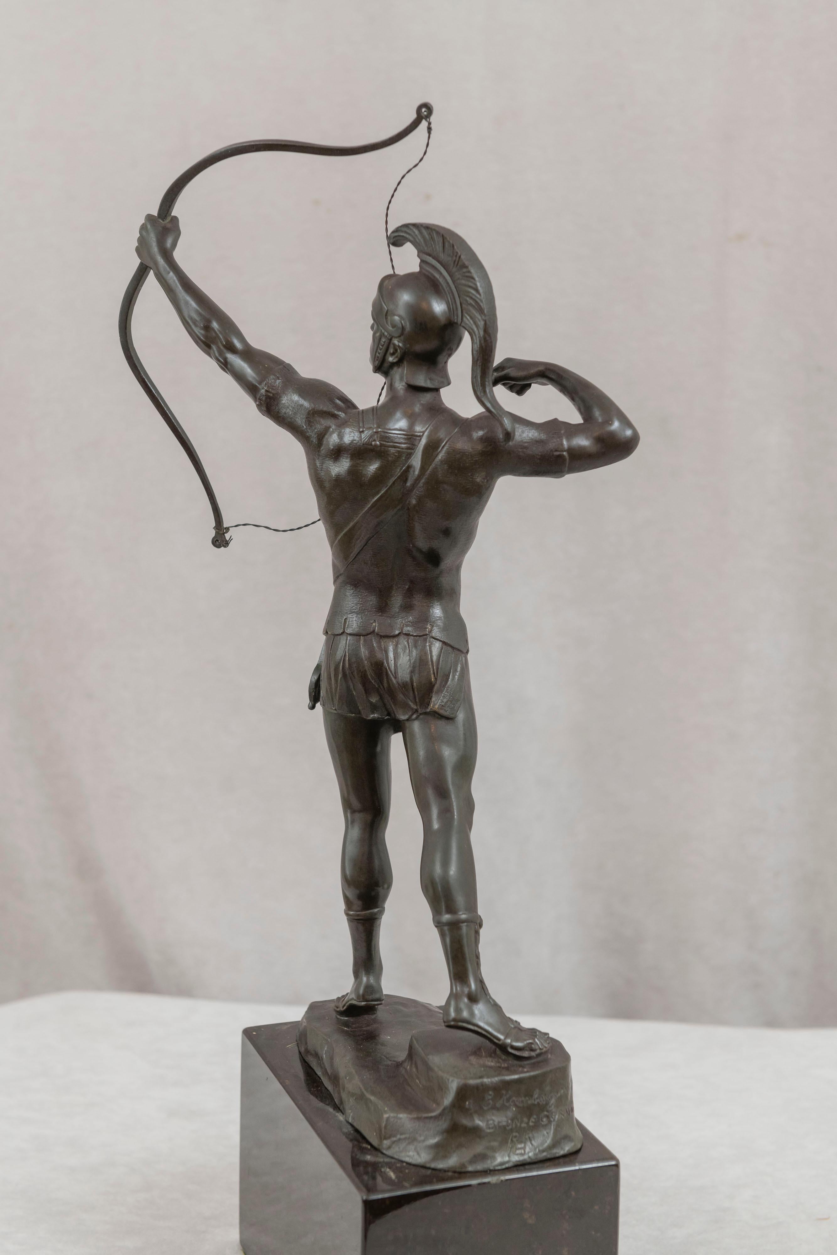 Figura de bronce de un arquero/guerrero romano, alemán, firmado Hamburger, ca. 1900 1