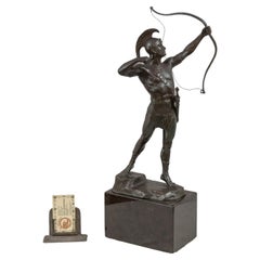 Bronze Figure of a Roman Archer/Warrior, German, Signed Hamburger, ca. 1900