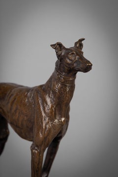 Bronze Figure of a Standing Greyhound, by Emmanuel Fremiet, circa 1880