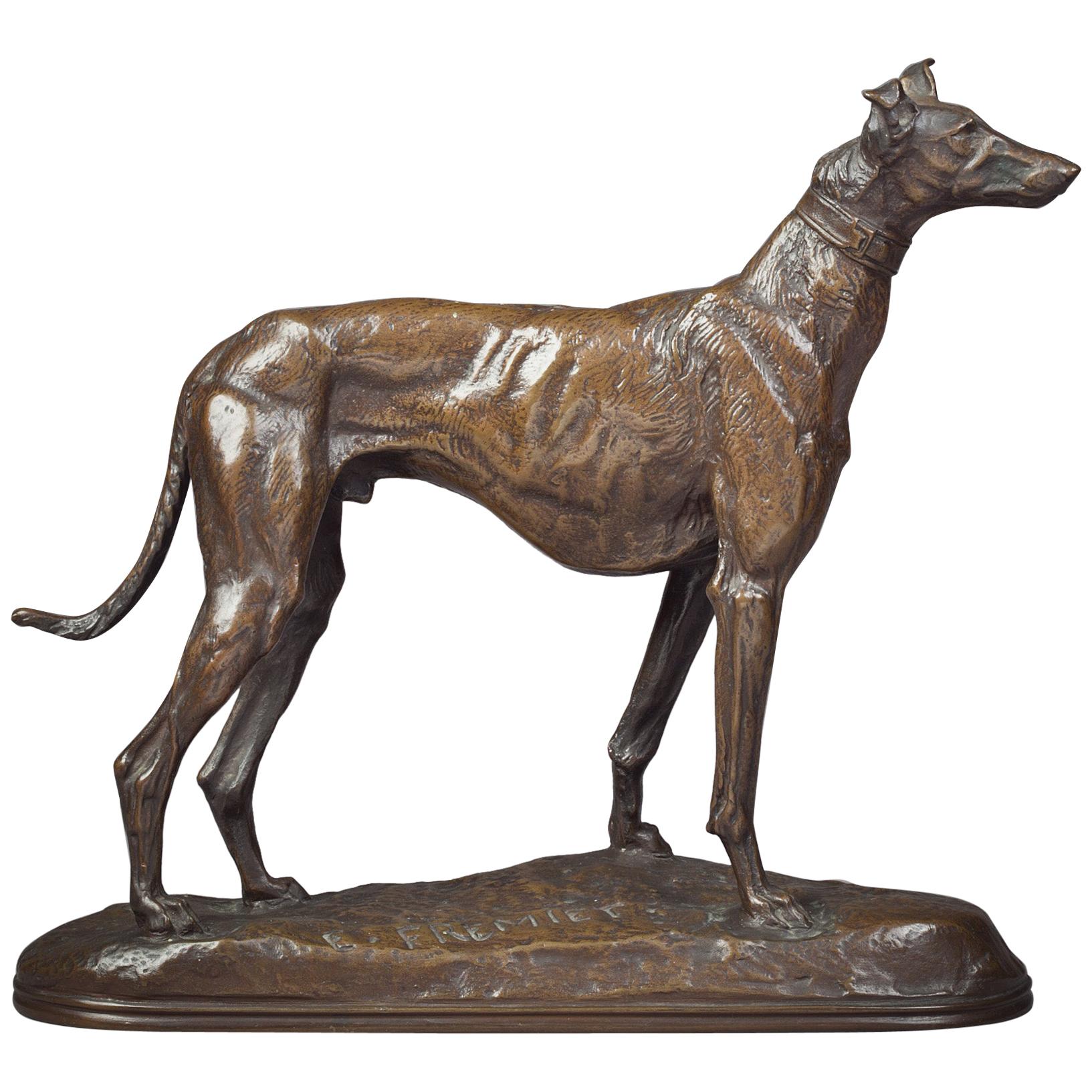 Bronze Figure of a Standing Greyhound, by Emmanuel Fremiet, circa 1880