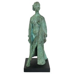 BRONZE SCULPTURAL FIGURE of a Woman in an Open Gown - 20th Century
