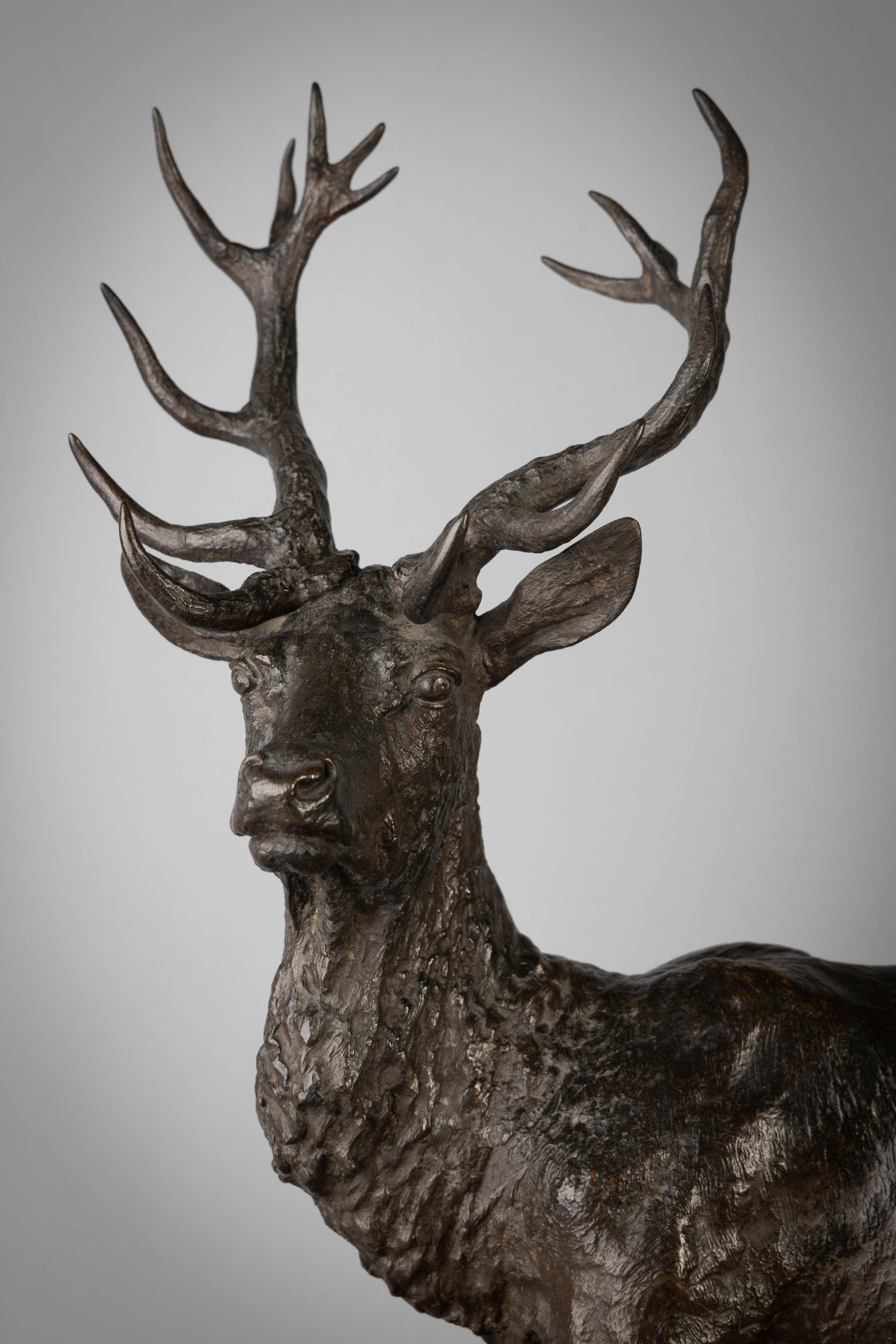 Figura in bronzo di antilope, opera di Christophe Fratin, 1870 ca. In condizioni buone in vendita a New York, NY