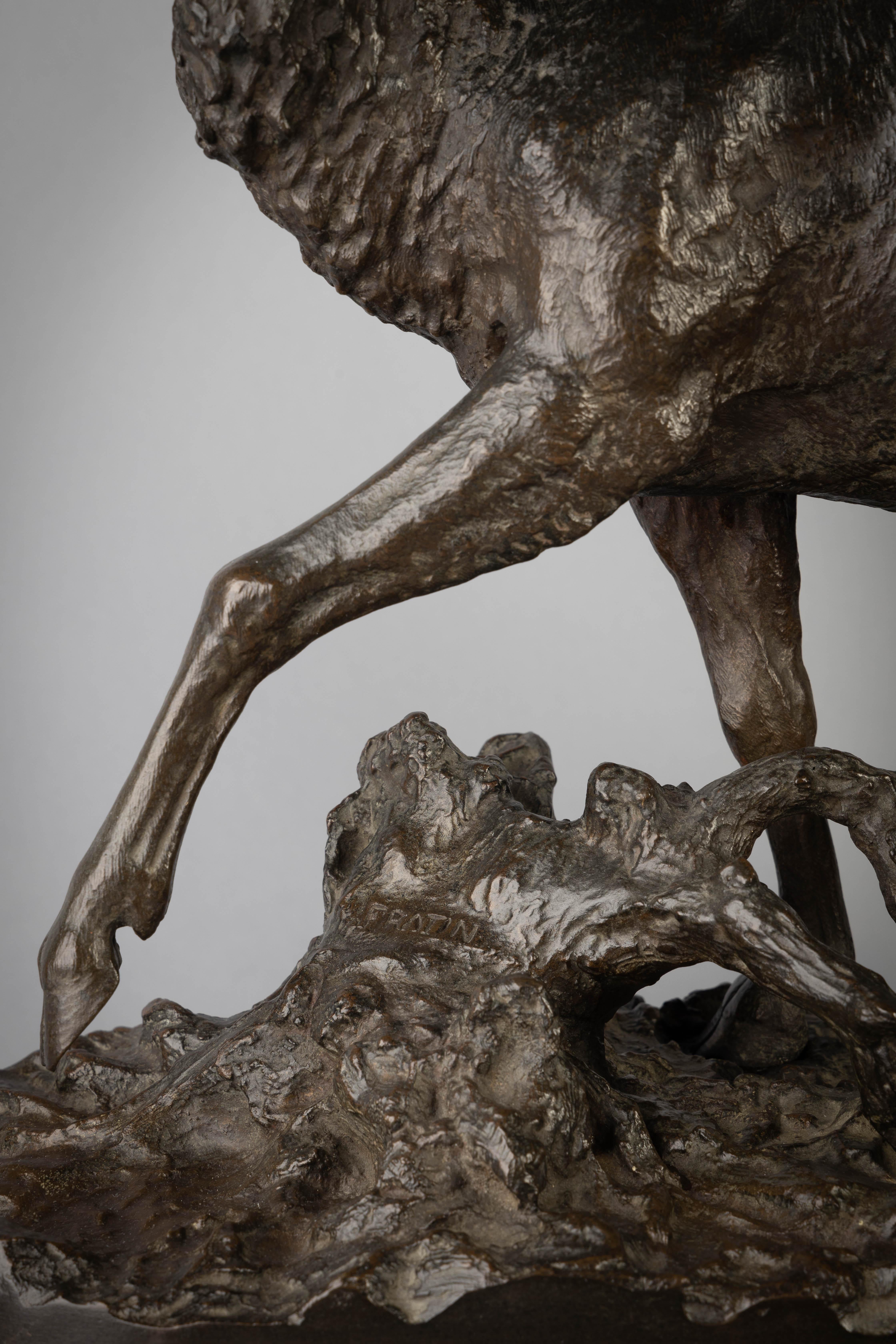 Bronzo Figura in bronzo di antilope, opera di Christophe Fratin, 1870 ca. in vendita