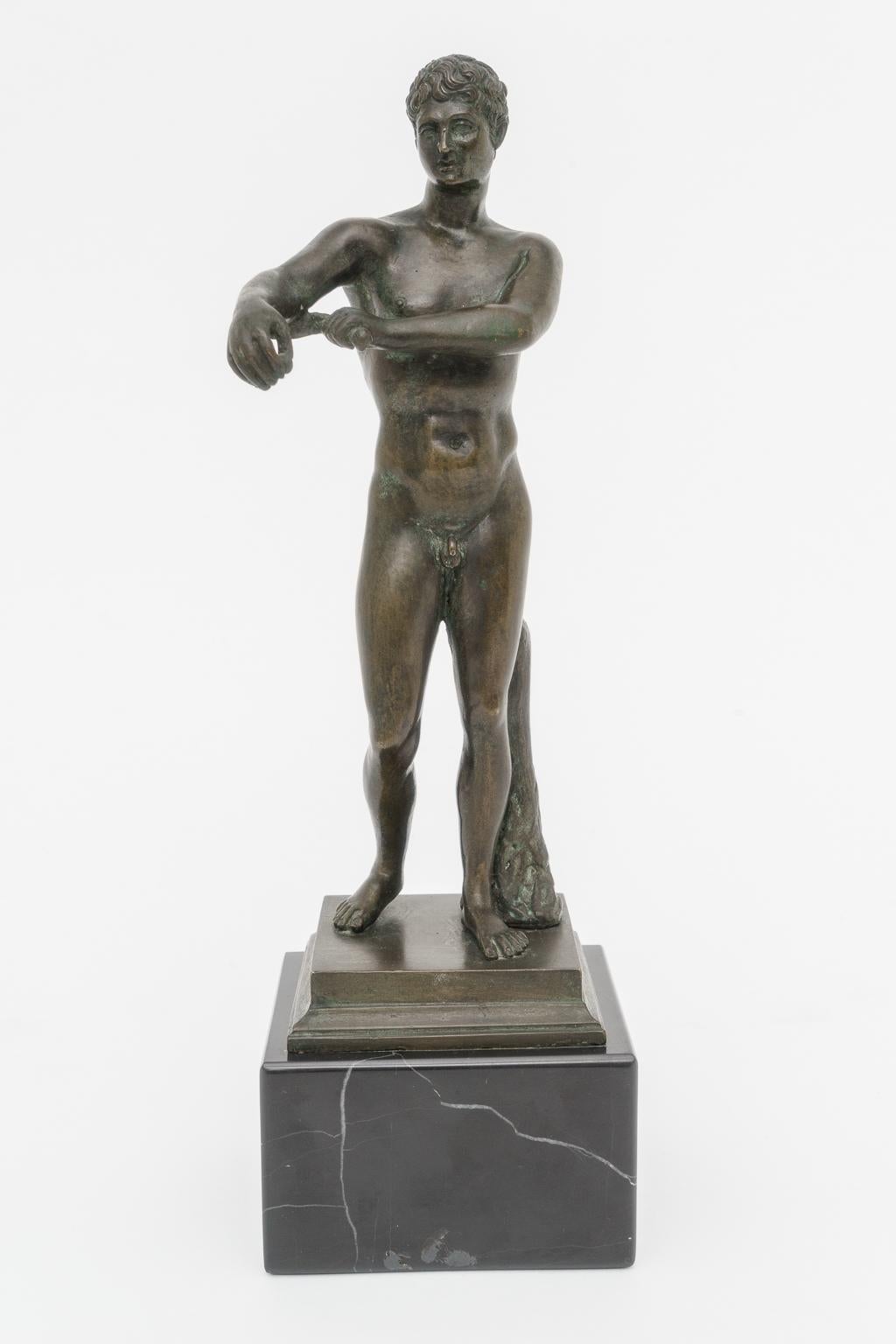 This stylish and Classic figure of an athlete was acquired from a Palm Beach estate and it dates to the late 19th and was a piece one would have acquired while on the 