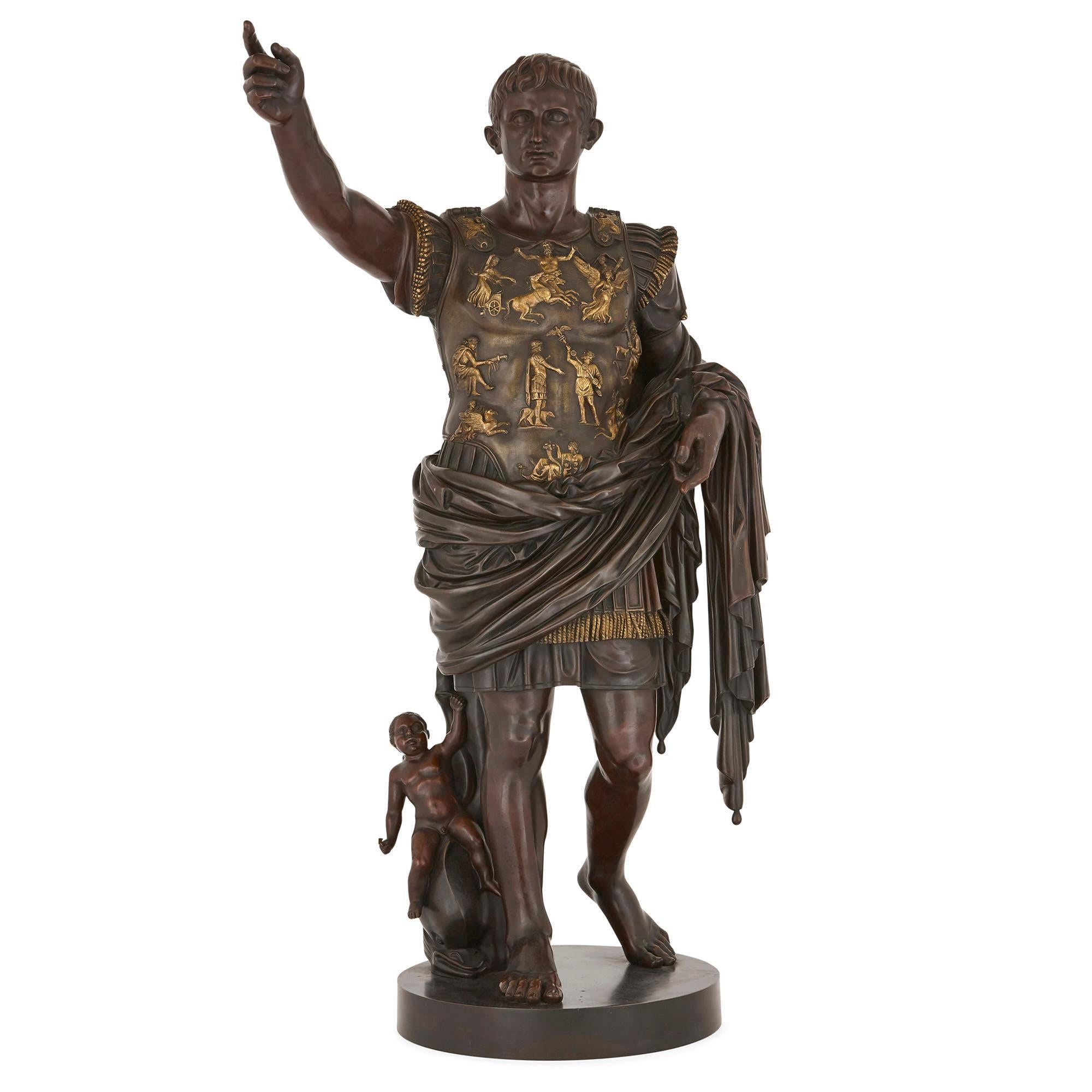 Bronze figure of Augustus after Roman period original For Sale 3