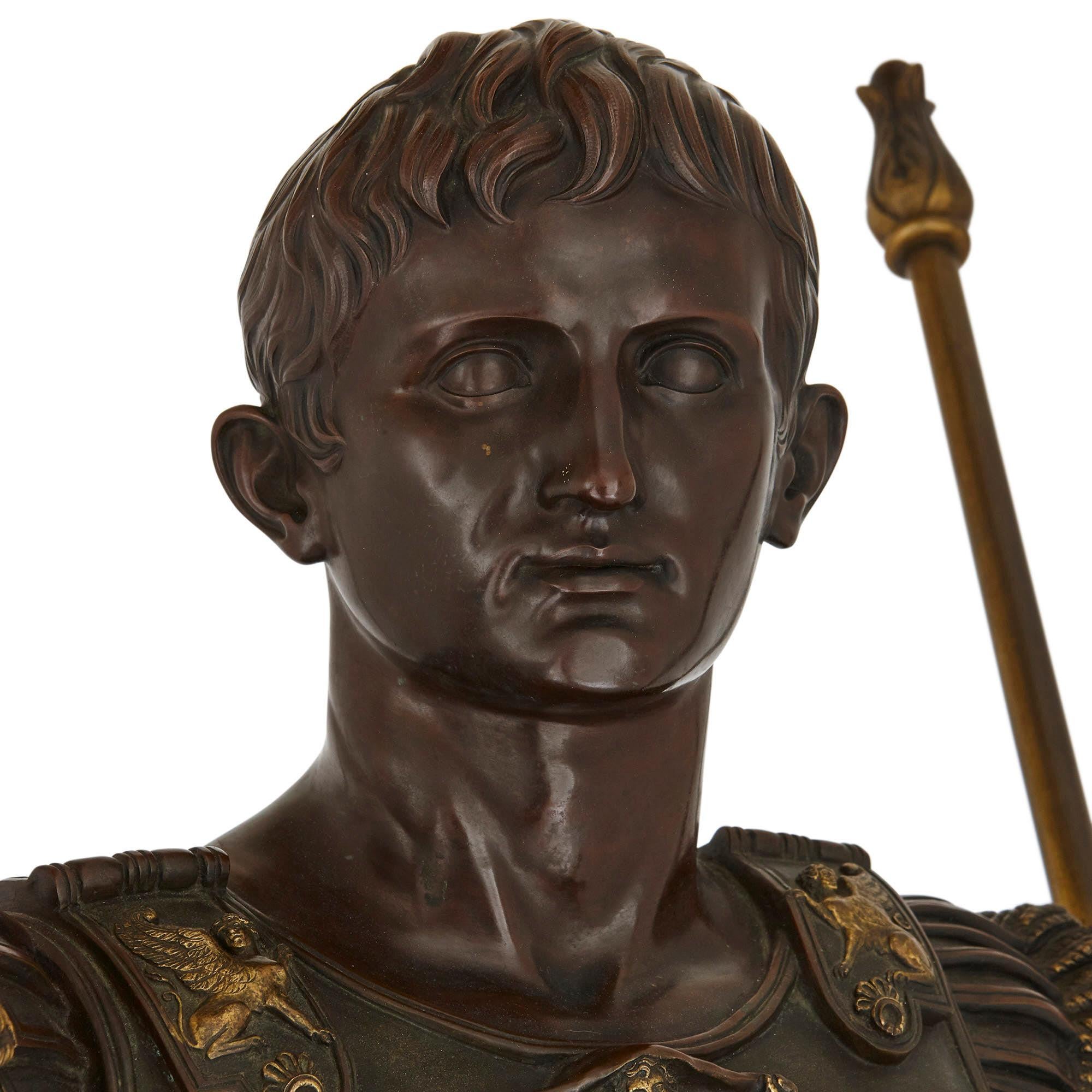 Romain classique Figure d'Auguste d'après l'original de la période romaine en vente