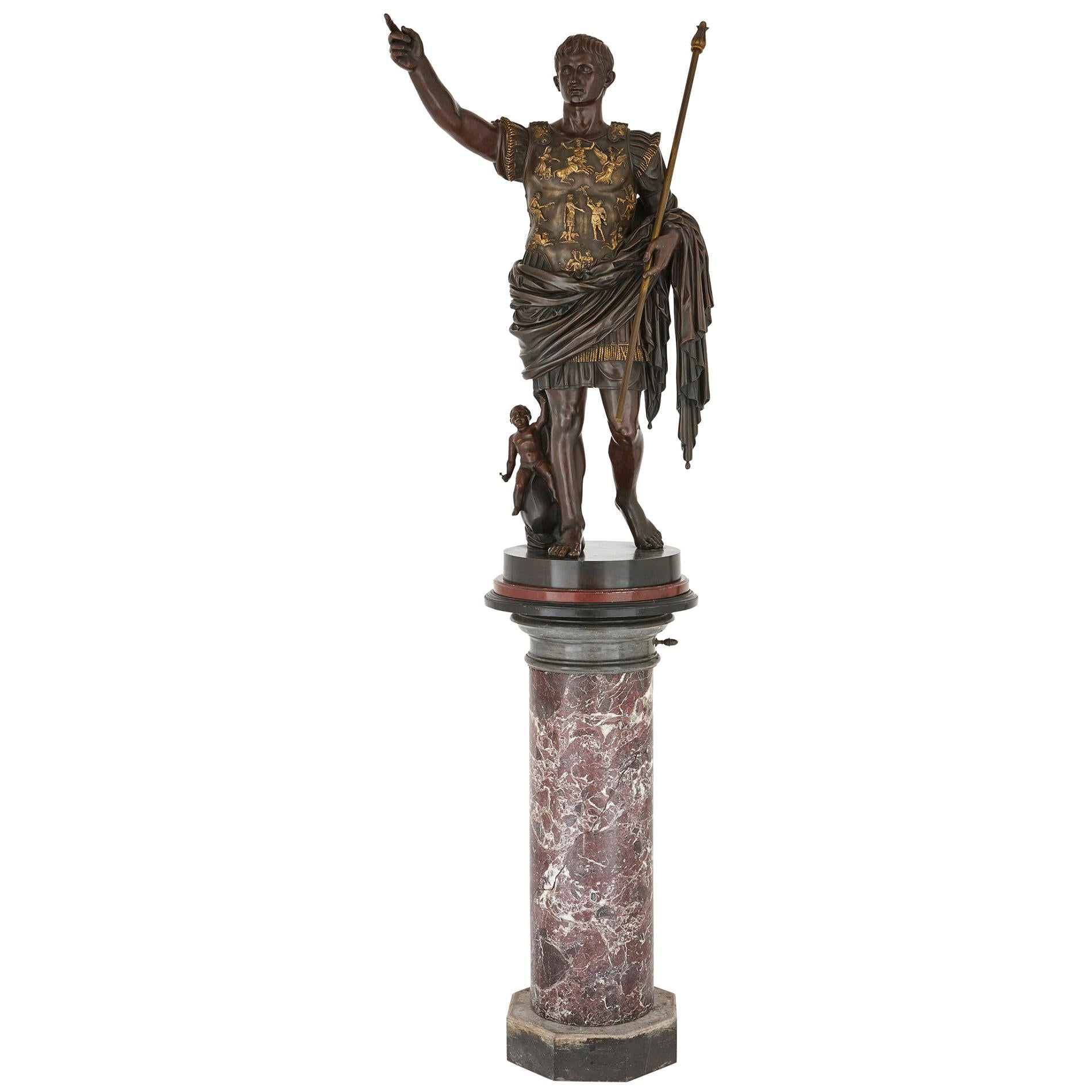 Bronze figure of Augustus after Roman period original For Sale