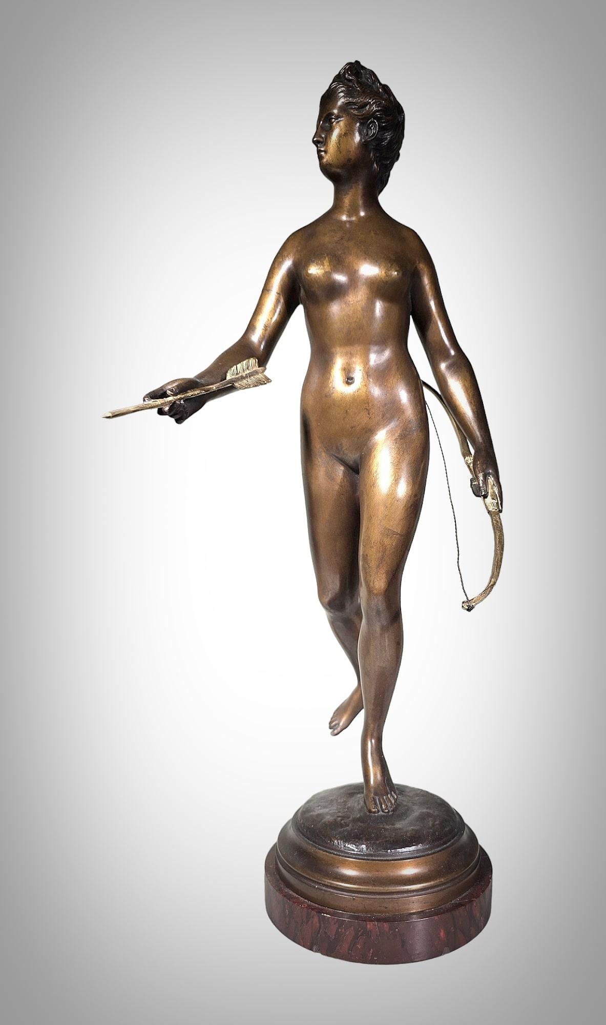 Bronze Figure of Diana the Huntress, after Houdon 65 CM For Sale 9