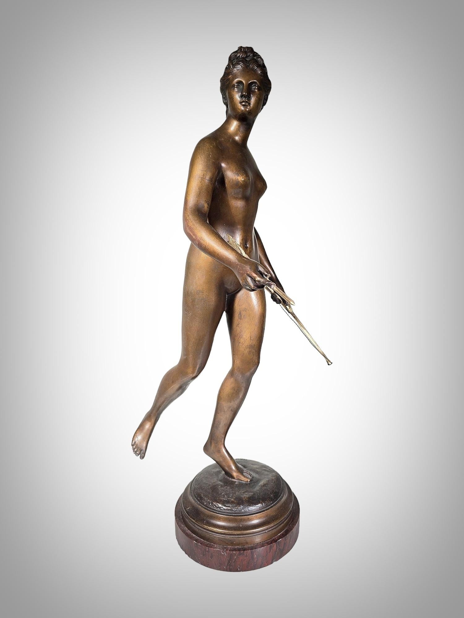 Bronze Figure of Diana the Huntress, after Houdon 65 CM For Sale 5