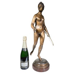 Antique Bronze Figure of Diana the Huntress, after Houdon 65 CM