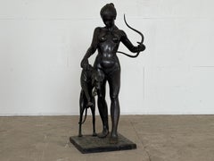 Bronze Figure of Diana the Huntress with Greyhound, Late 20th Century