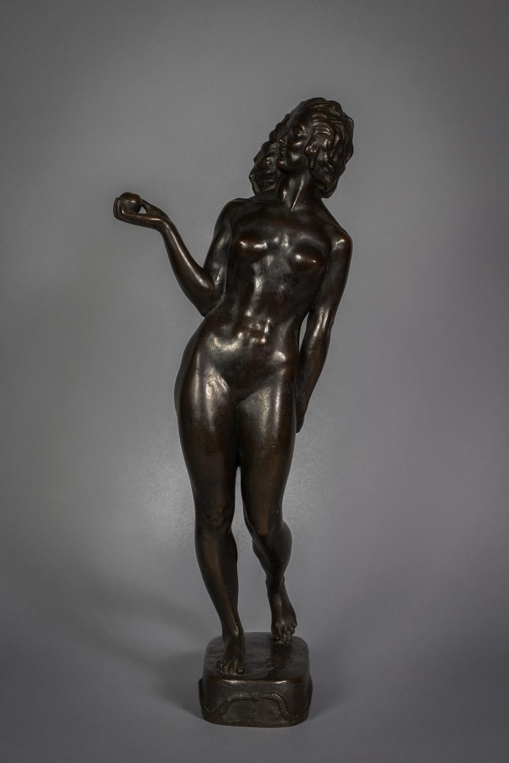 Bronze figure of Eve offering the apple. With Gorham Co. Foundry.